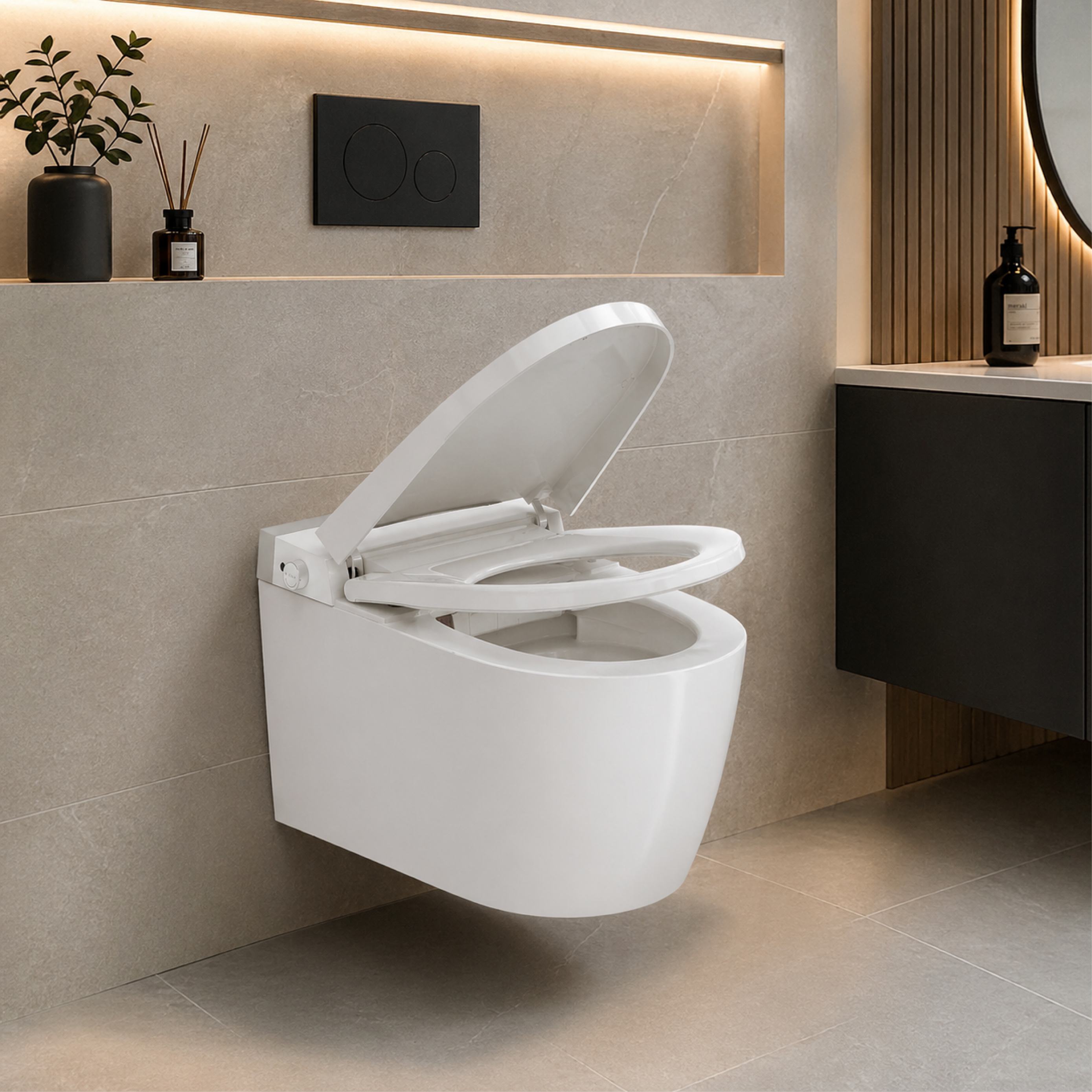 Dusch-WC NEVOLA mit Display, Fernbedienung, beheizbarem Sitz und integrierten Hygienefunktionen