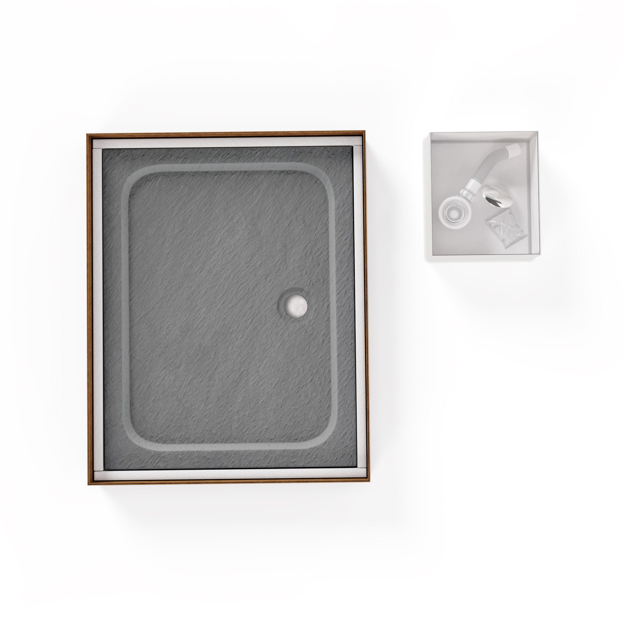 Shimmer – Duschwanne STONE aus Sanitäracryl inkl. Ablaufgarnitur - Grau