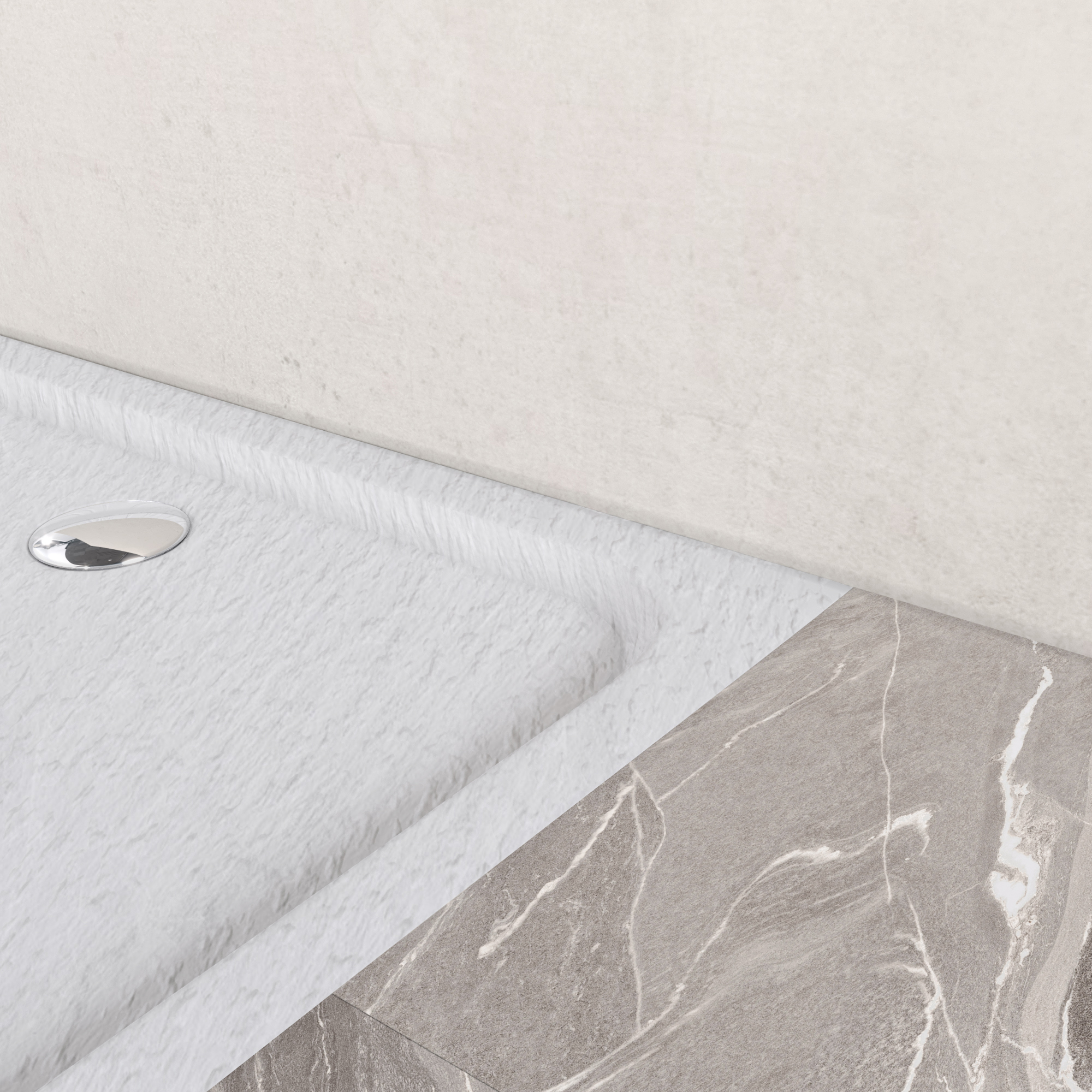 03.3 White Tex.jpg Shimmer – Duschwanne STONE aus Sanitäracryl inkl. Ablaufgarnitur - Weiß