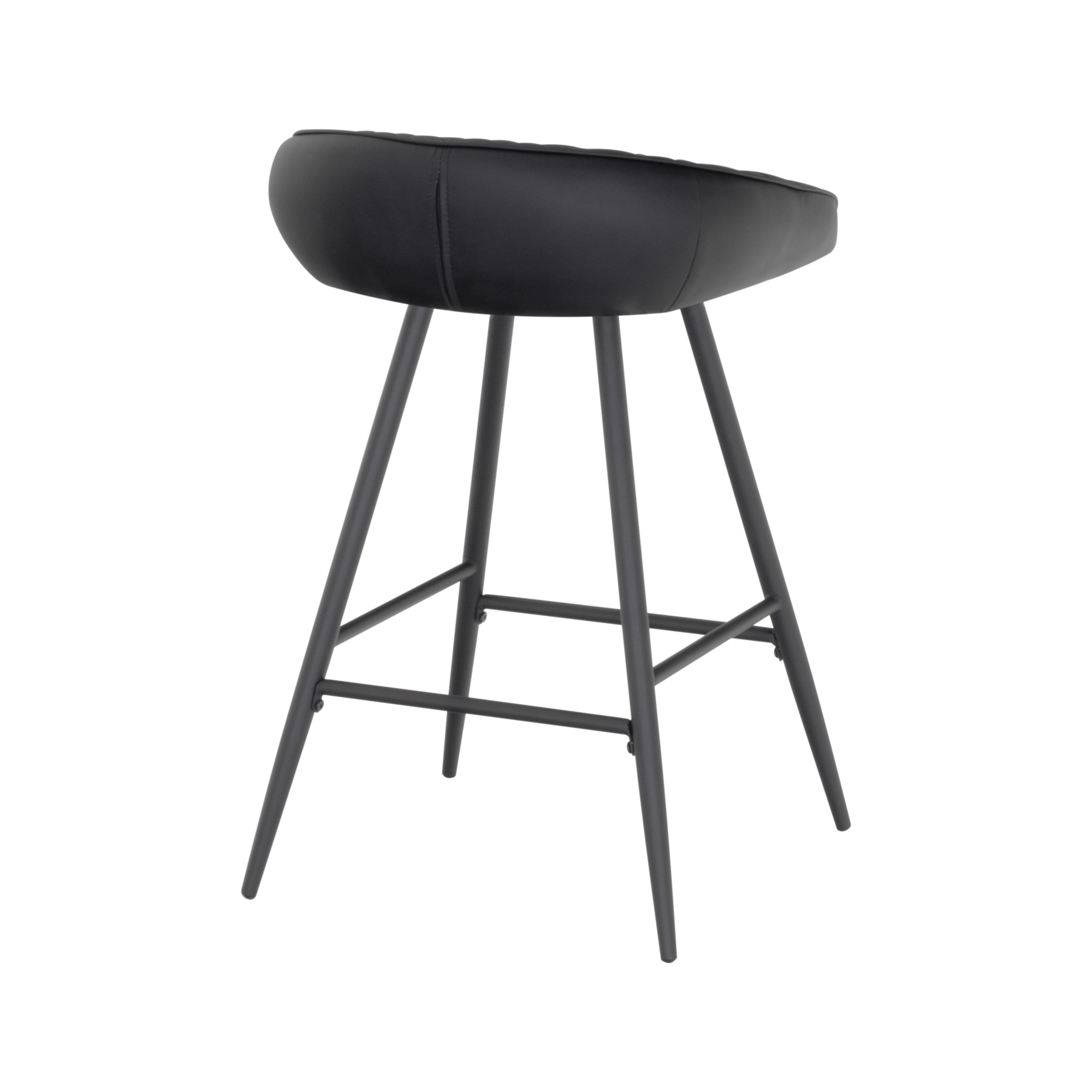 Design Barhocker Pollok im schwarzen Kunstleder 4er Set