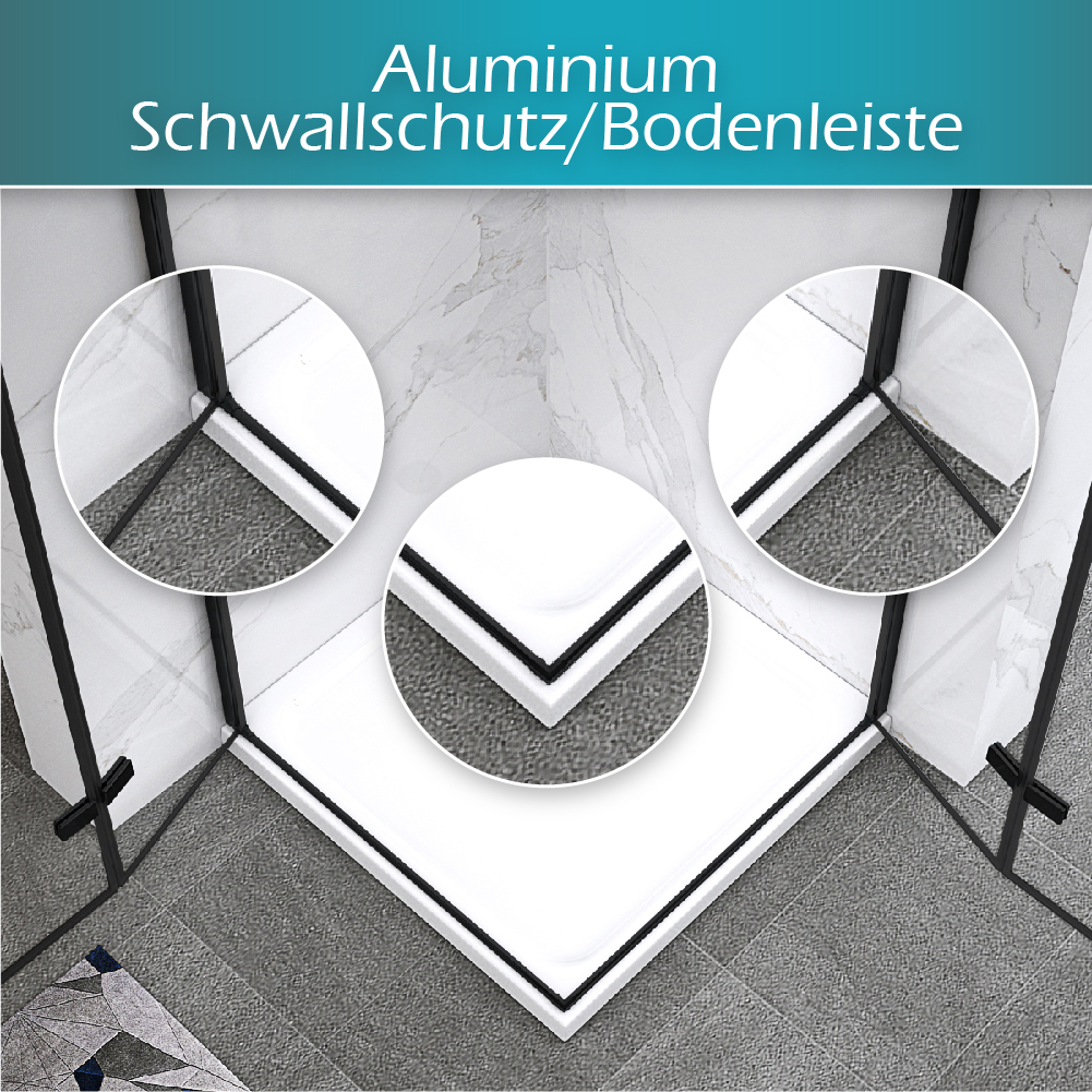 Eckeinstieg Matilde BLACK mit Falttüren aus ESG Sicherheitsglas Eckeinstieg Matilde BLACK mit Falttüren aus ESG Sicherheitsglas