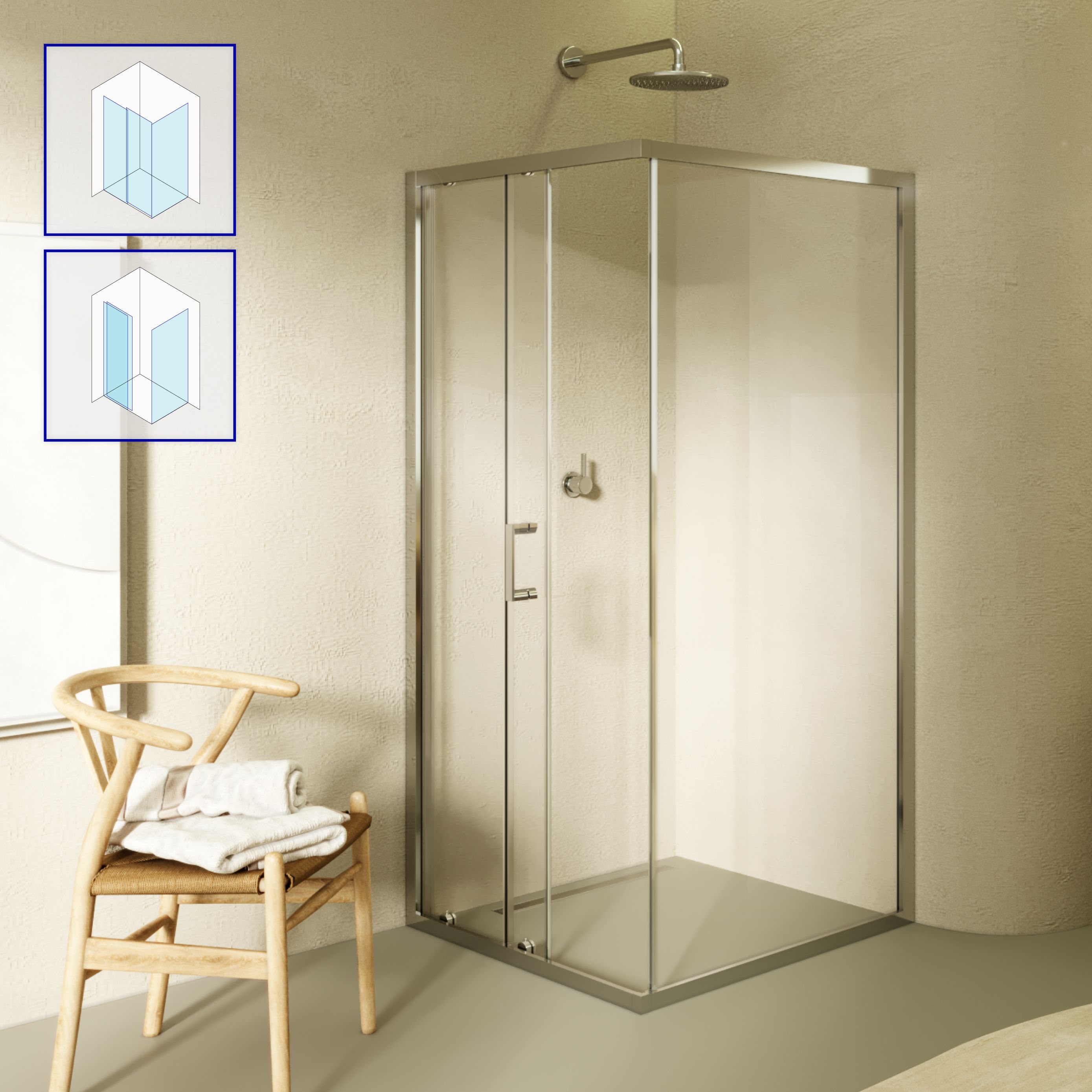 Front-entry Dora with sliding door made of ESG safety glass