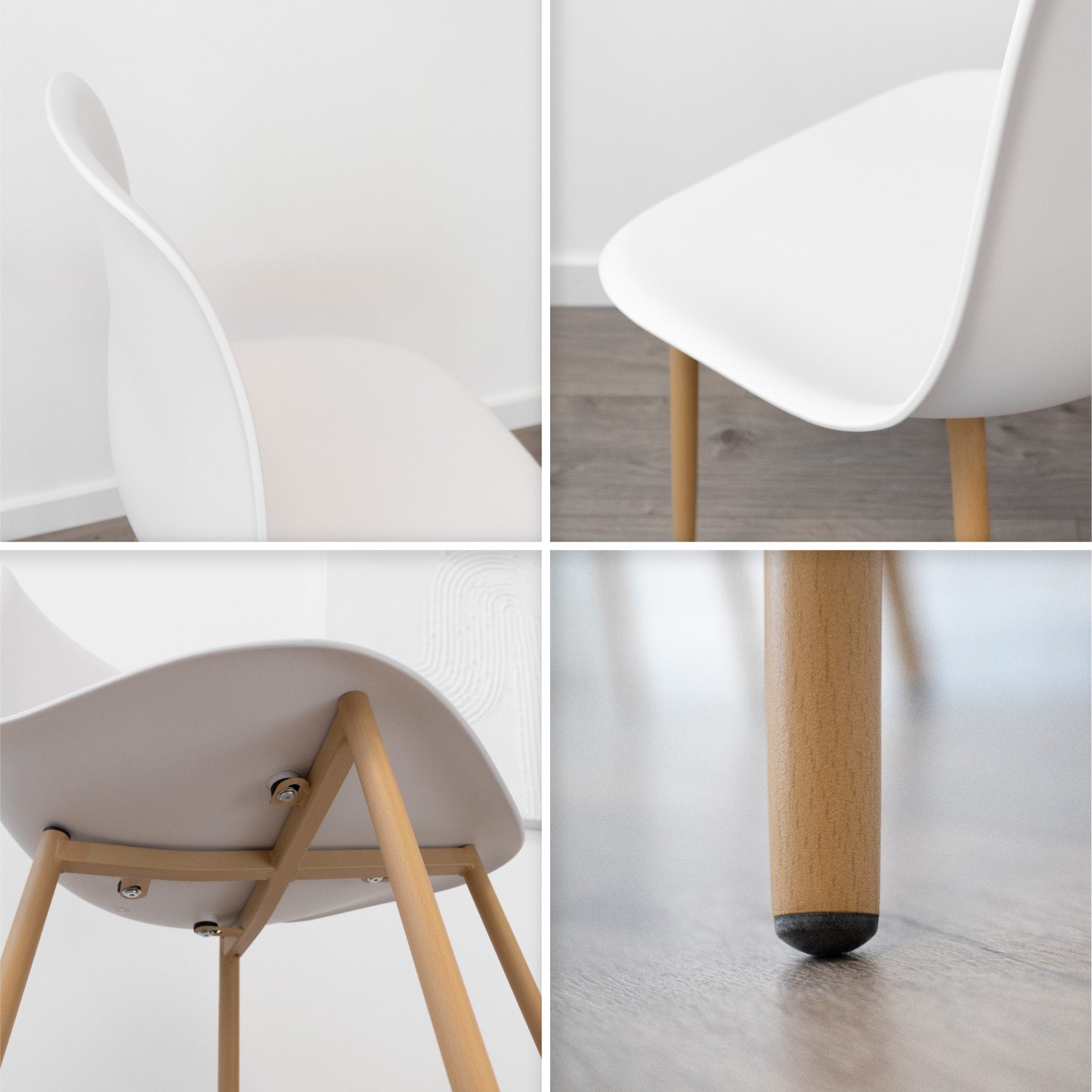 Set Tisch Felicia + 4 Stühle Hemans Weiß