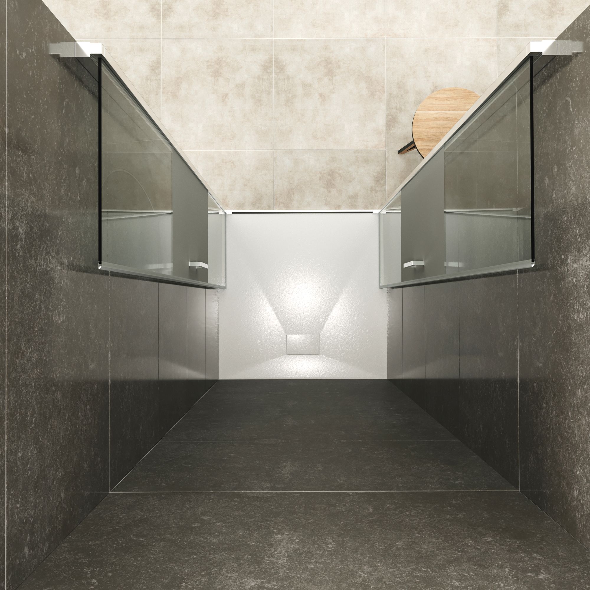 Shower Door Lara with Hinged Doors and Stainless Steel Handles, 68-104 cm, made of Partially Frosted ESG Safety Glass