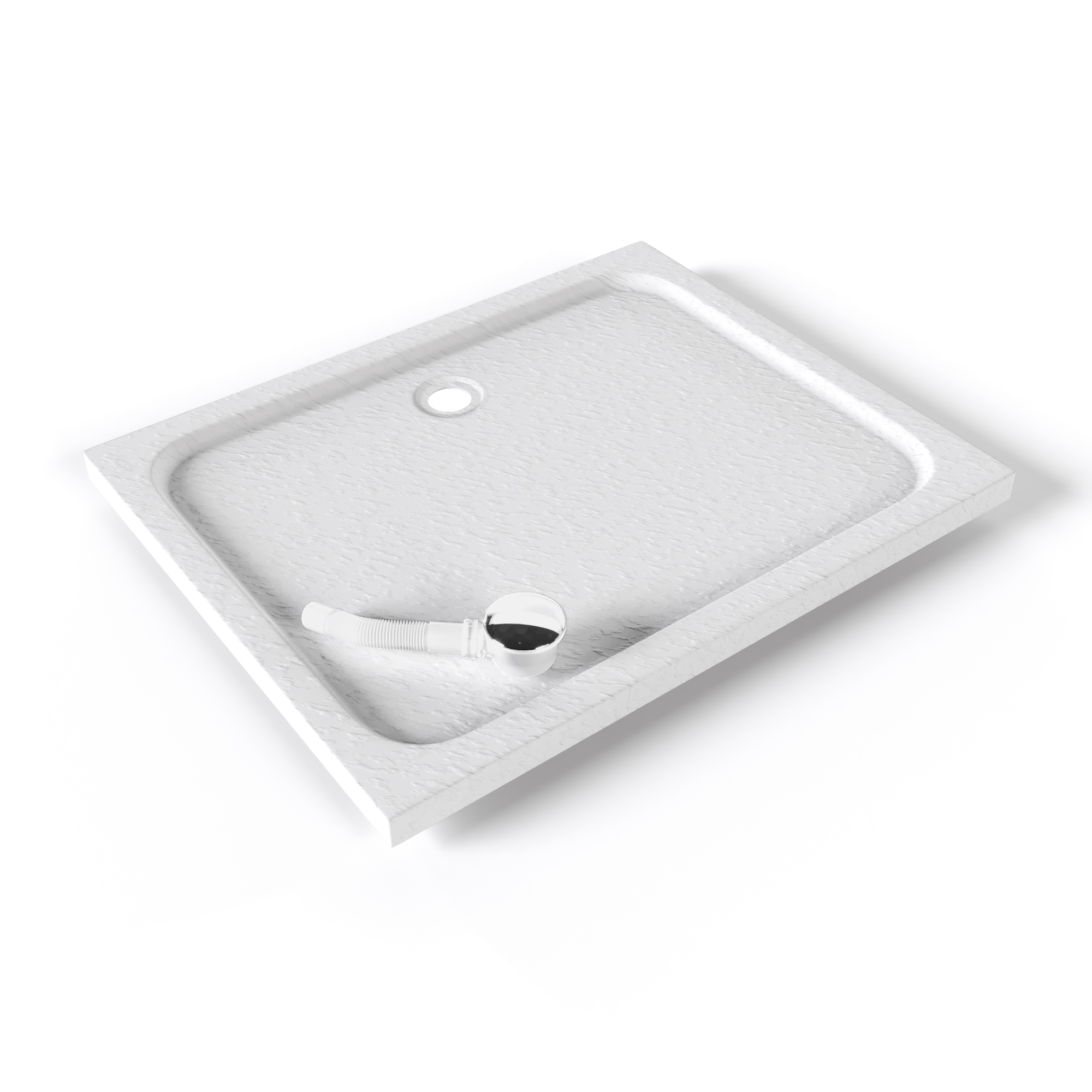Shower Tray Shimmer STONE made of sanitary acrylic including drainage set - White Shower Tray Shimmer STONE made of sanitary acrylic including drainage set - White