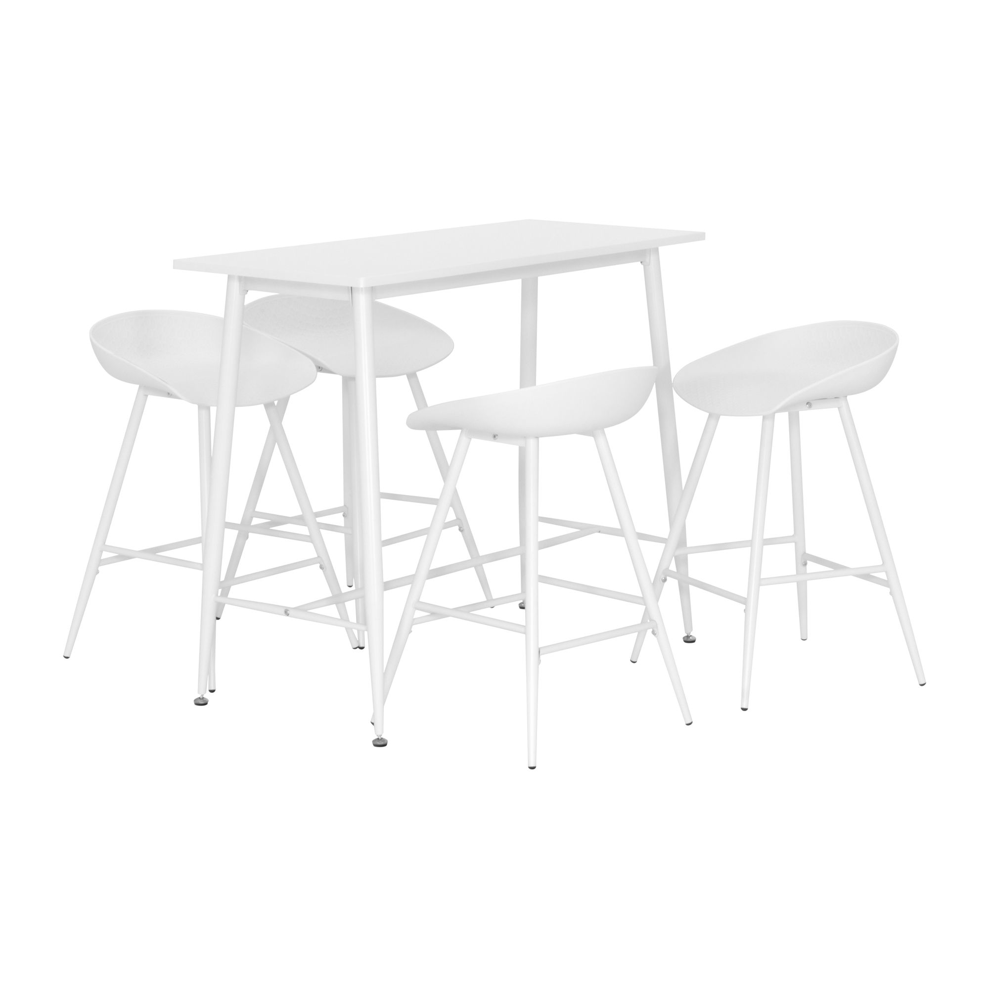 Set Tisch Edward + 4 Stühle Pollok Weiß Set Tisch Edward + 4 Stühle Pollok Weiß