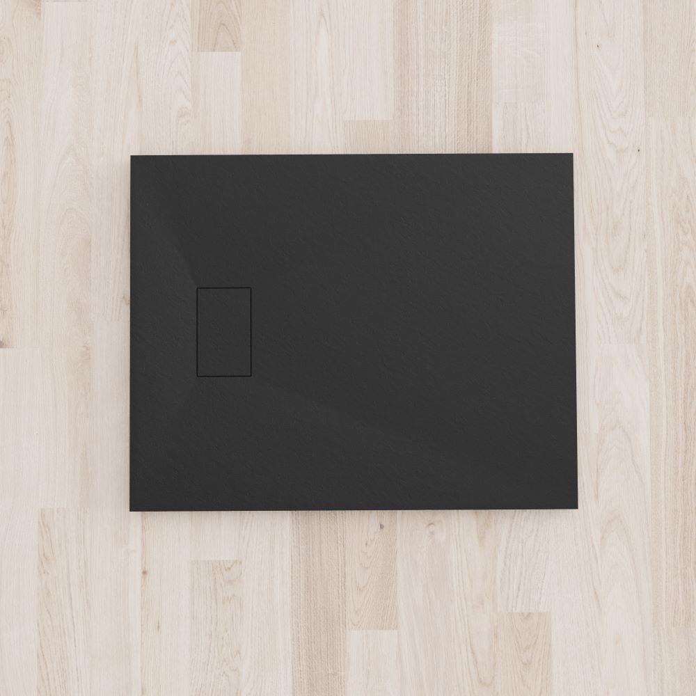 SMC Duschwanne Boreal in Stein-Optik inkl. Ablaufgarnitur - Schwarz 70x100 cm