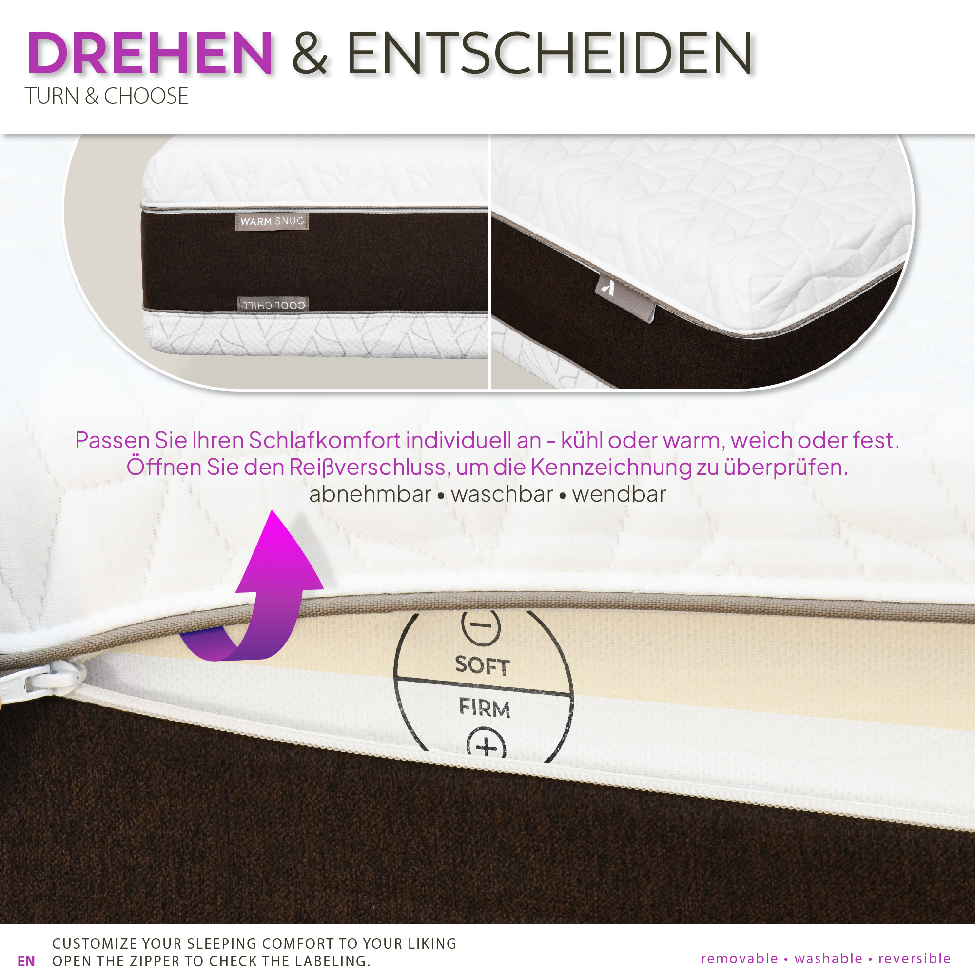 Matratze Tenkai – Hybride Matratze mit Taschenfedern und 7 ergonomischen Zonen