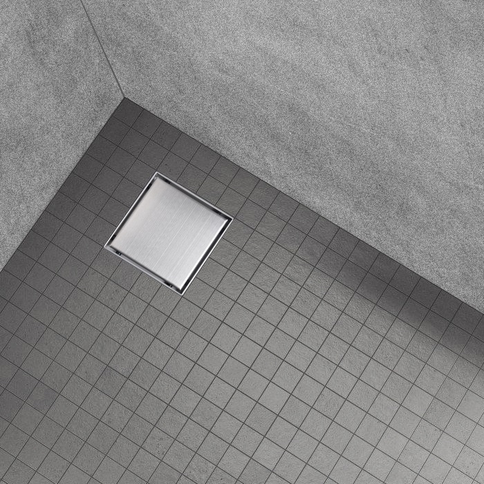 Quadratische Duschrinne Q1 aus Edelstahl für flache Installation