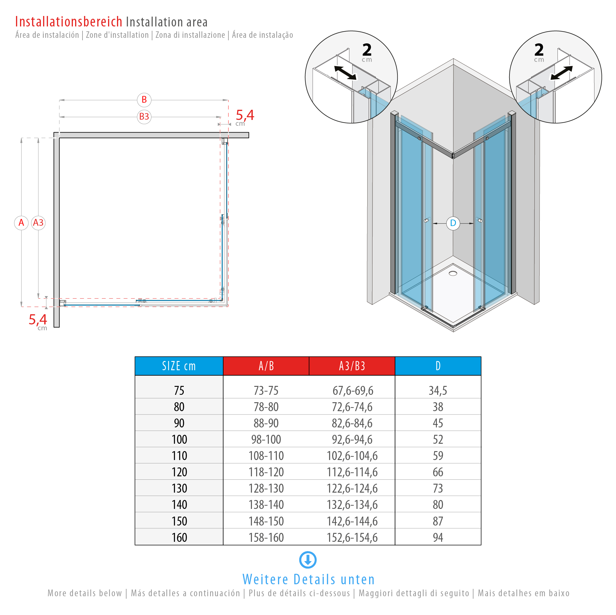 Corner Entry Kaylee with Sliding Doors Made of ESG Safety Glass Corner Entry Kaylee with Sliding Doors Made of ESG Safety Glass