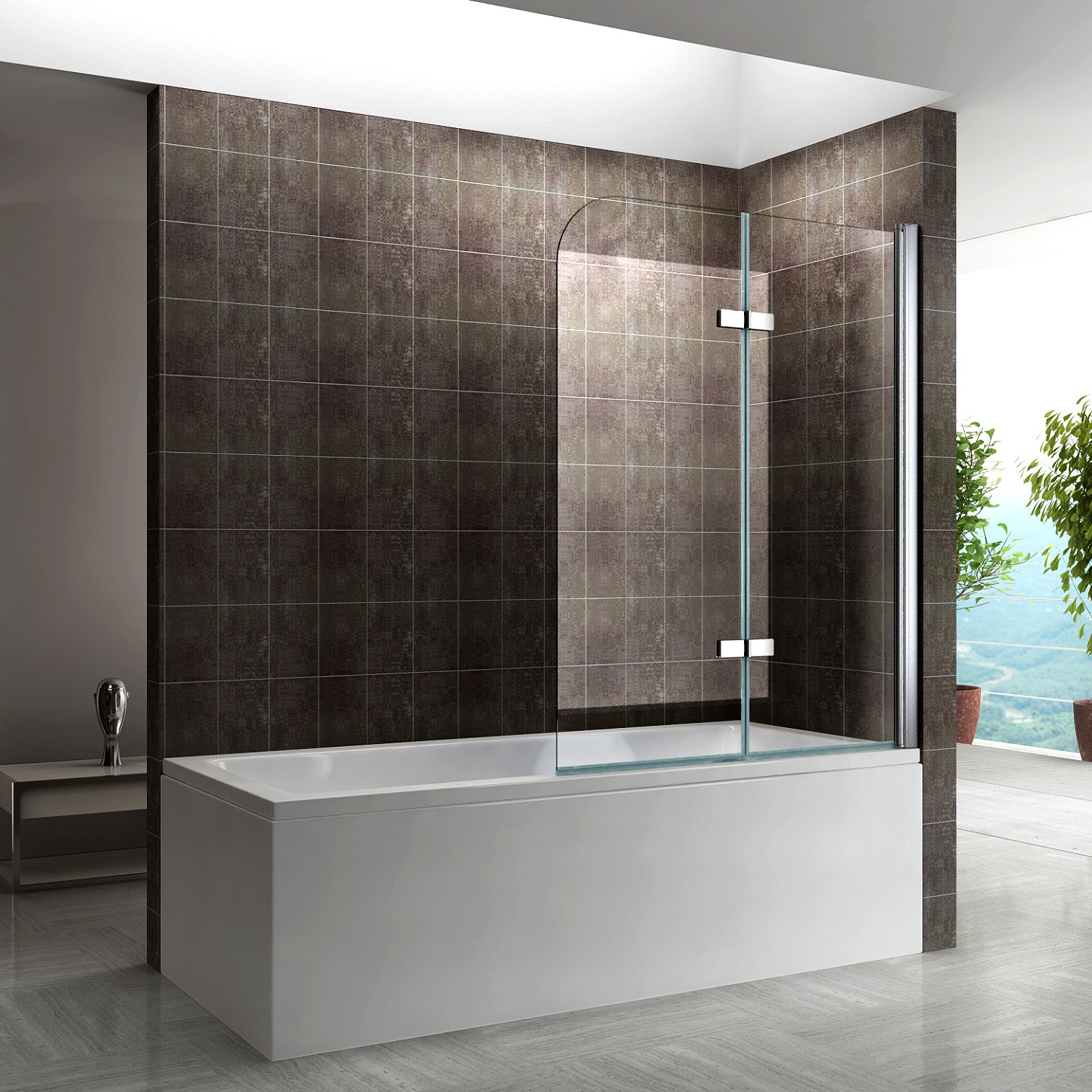 Bathtub Screen Anita with Folding Doors Made of ESG Safety Glass