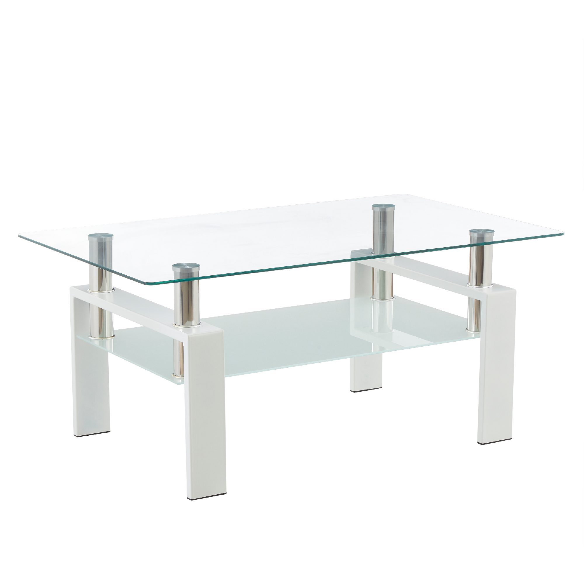Coffee Table PORTER made of Glass/Metal with White Wood