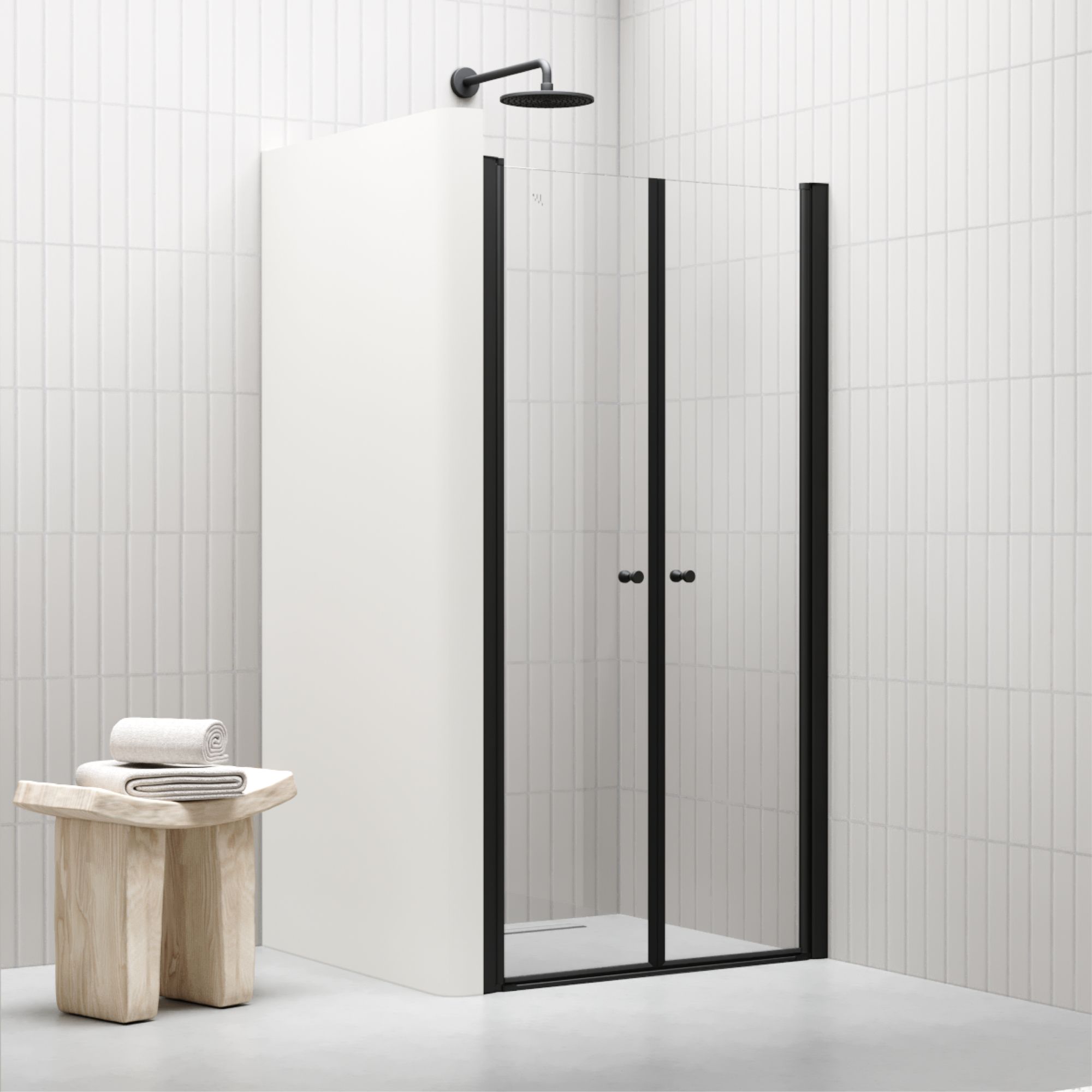 Duschtür Lima BLACK mit Pendeltüren 68-140 cm aus ESG Sicherheitsglas