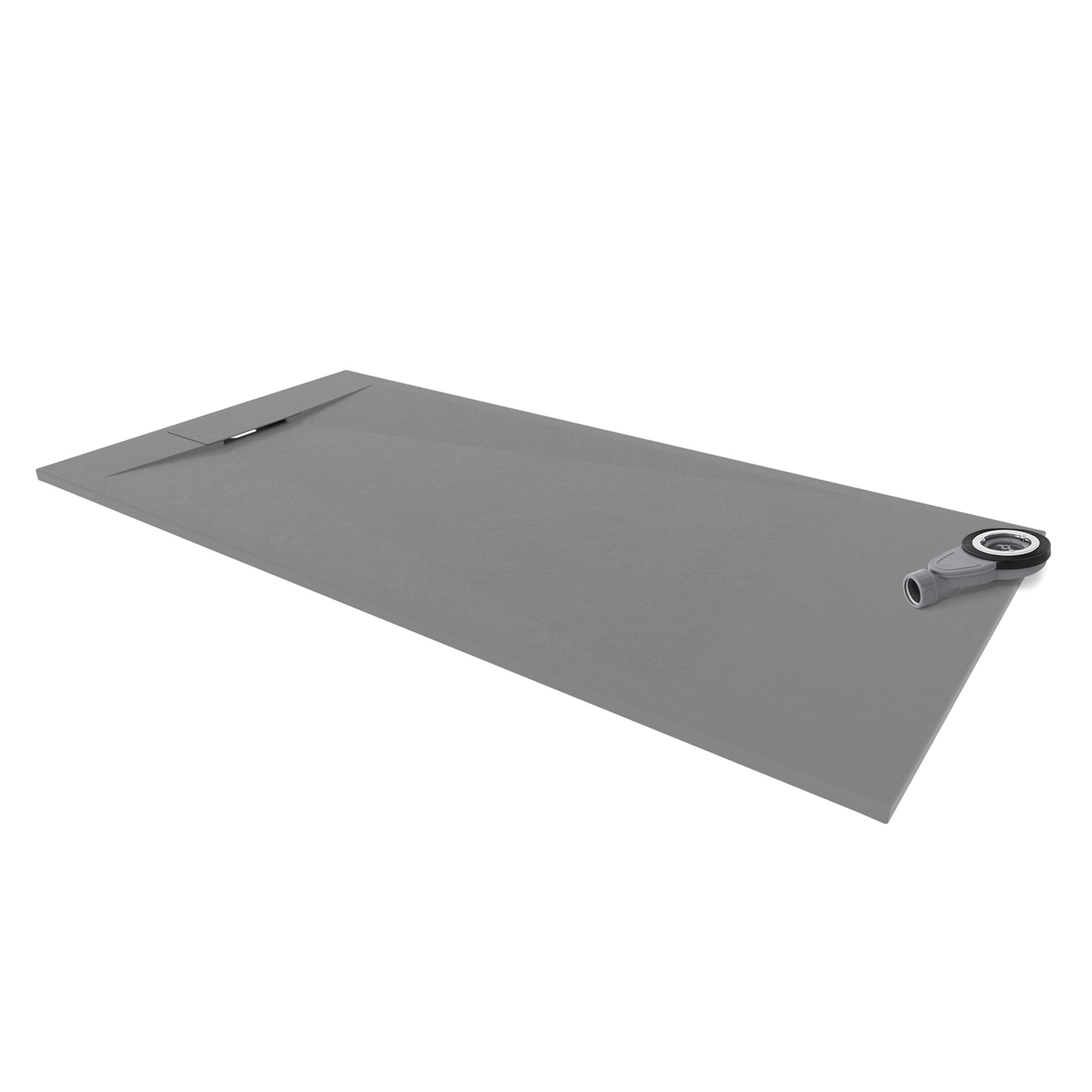 SMC Shower Tray Polar in Stone Look with Drain Assembly - Gray