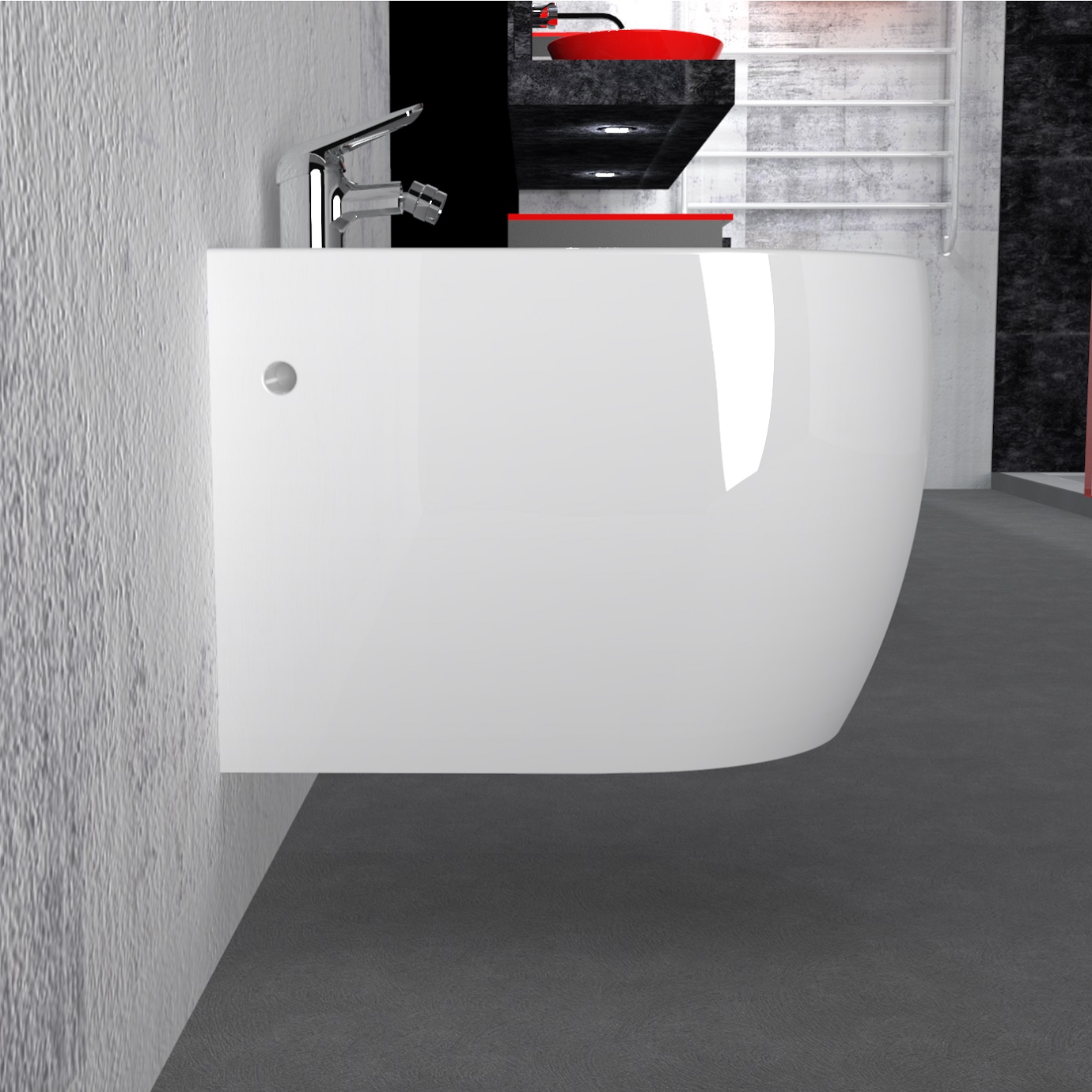 Wand Hänge Bidet Weiß inkl. Armatur (Mischbatterie) FRANCO