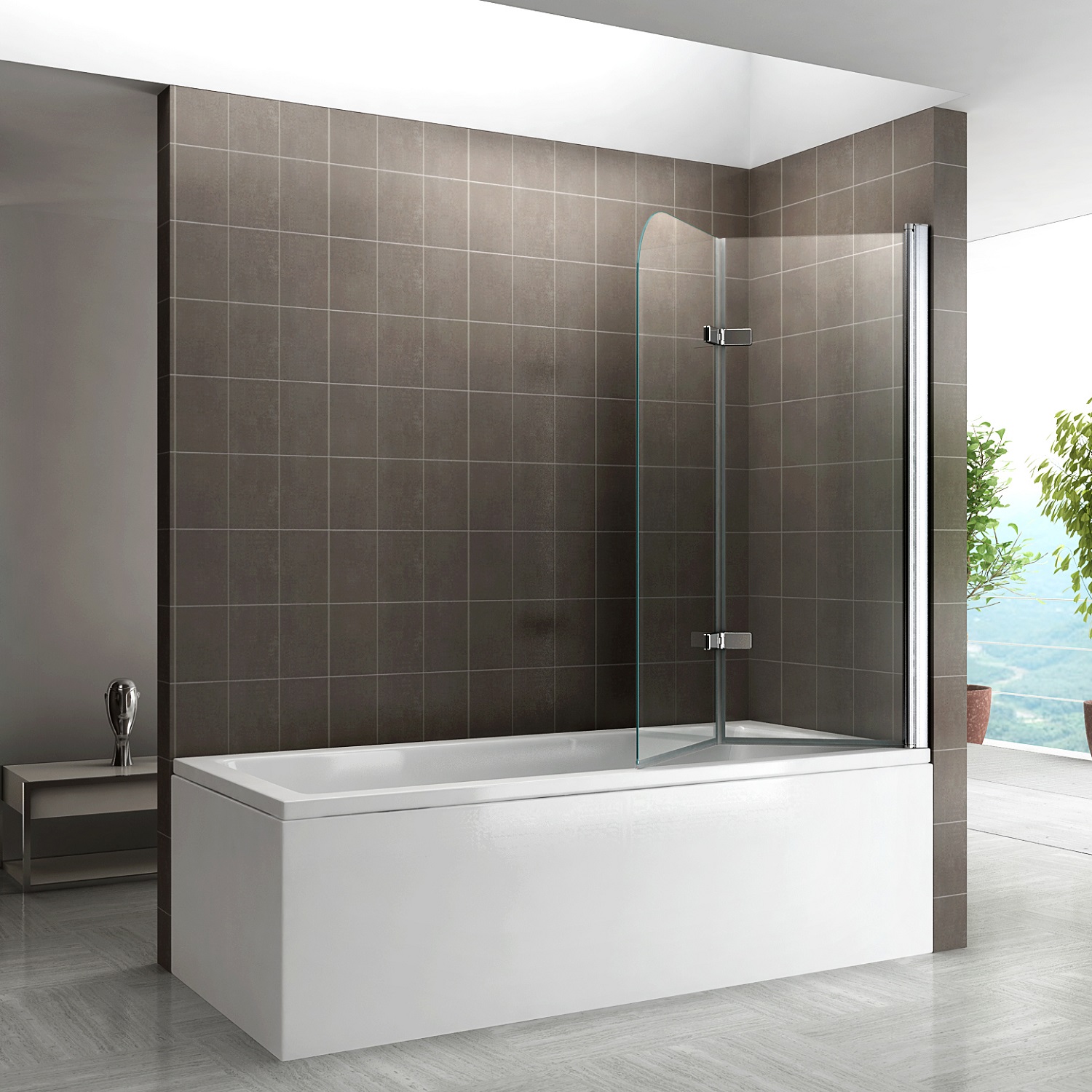 Bathtub Screen Anita with Folding Doors Made of ESG Safety Glass