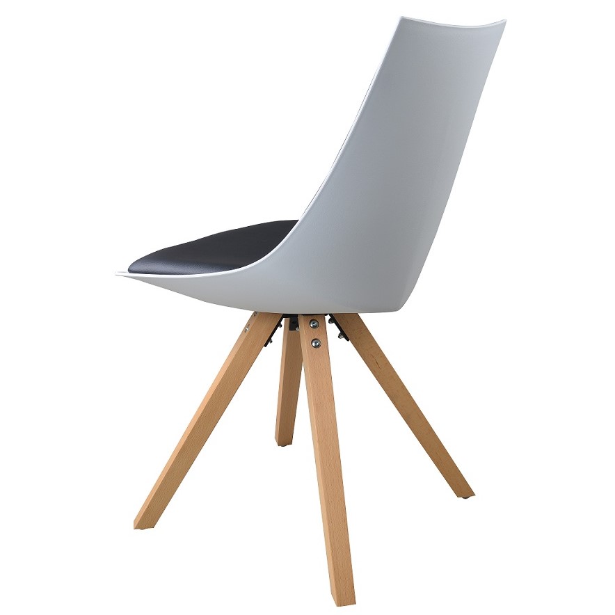 Esszimmerstuhl Gusto Weiß-Schwarz Sitzkissen 2 | Küchenstuhl | ifStuhlGustoWeißSchwarz2er aus Holz aus Stück Sitzschale + Kunstleder mit
