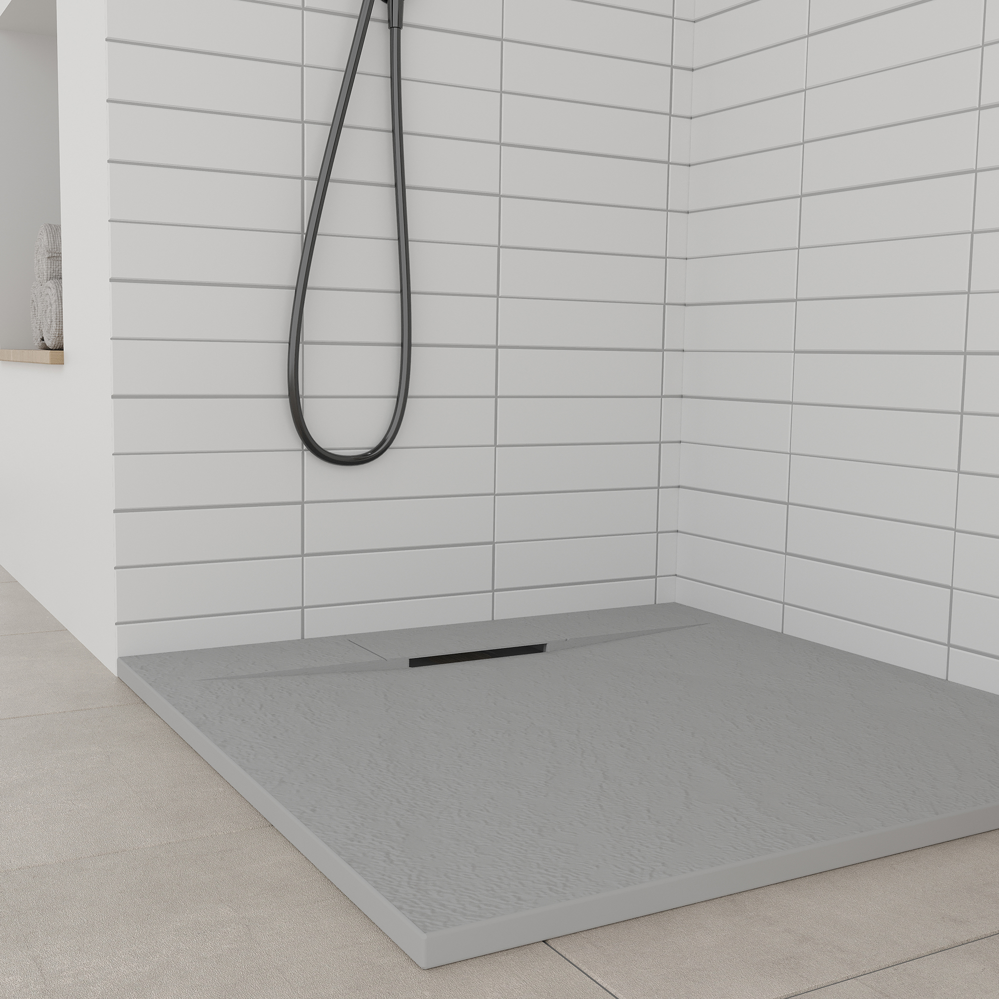 Duschwanne Shimmer aus Sanitäracryl inkl. Ablaufgarnitur - Grau