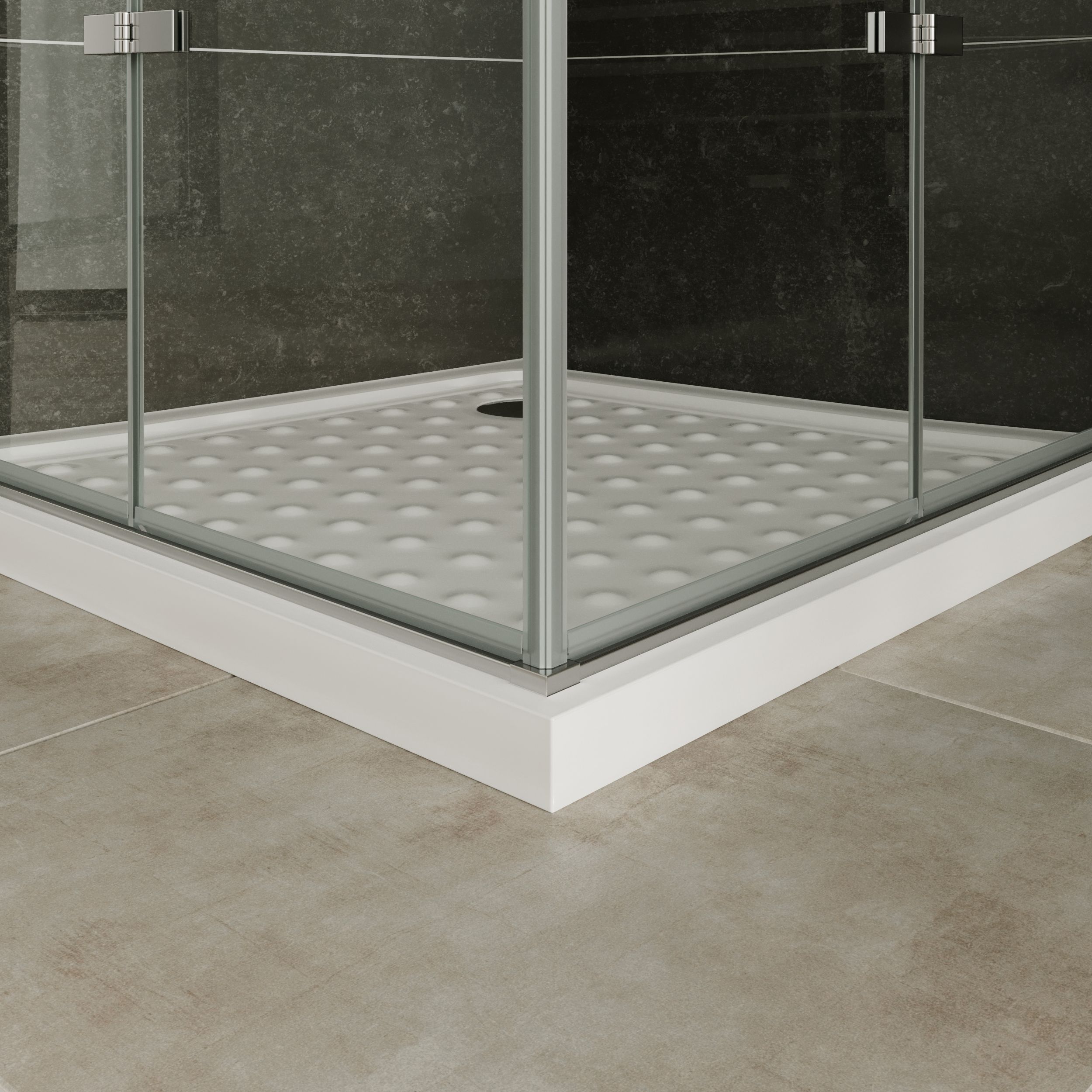 Corner Entry Matilde with Folding Doors made of ESG Safety Glass Matilde – Eckeinstieg mit Falttüren aus ESG Sicherheitsglas