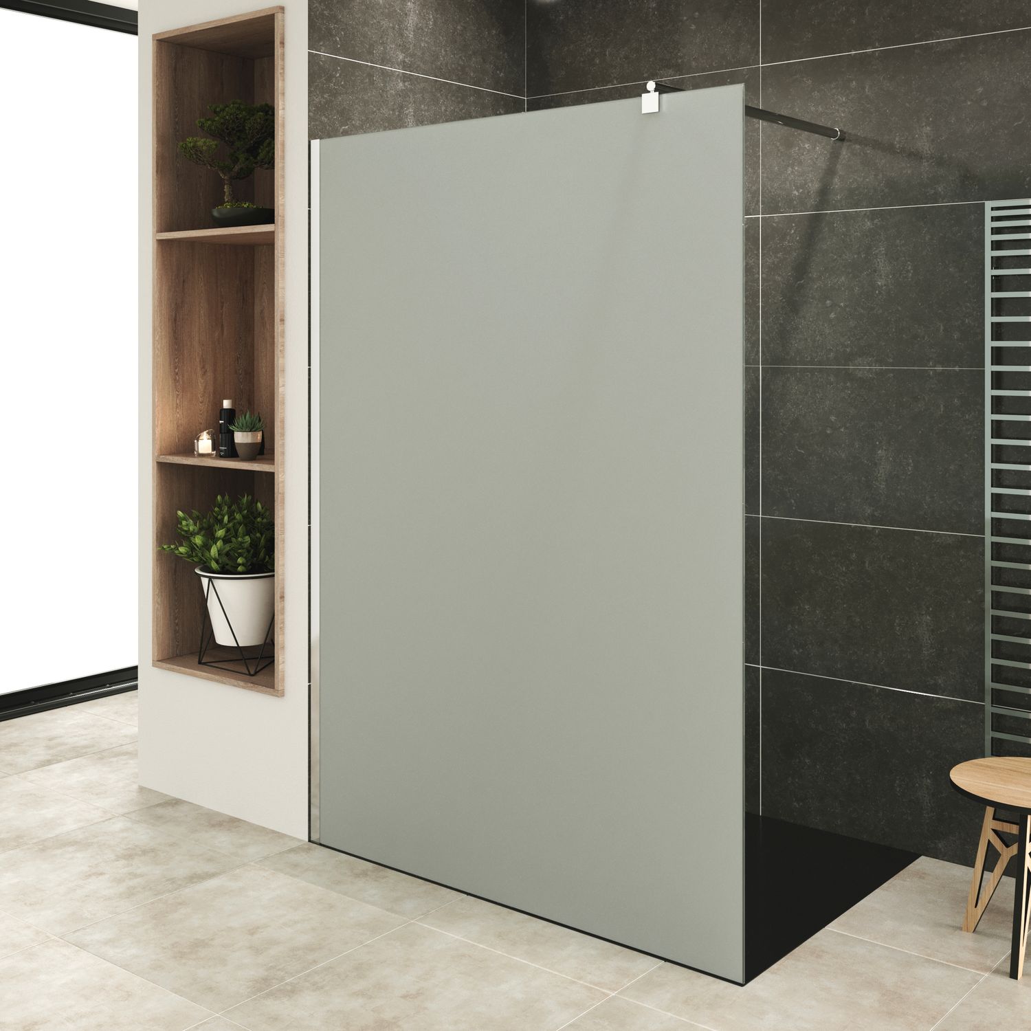 Walk In Dusche FIONA aus 10 mm satiniertem ESG Sicherheitsglas und Edelstahl Profil Walk In Dusche FIONA aus 10 mm satiniertem ESG Sicherheitsglas und Edelstahl Profil