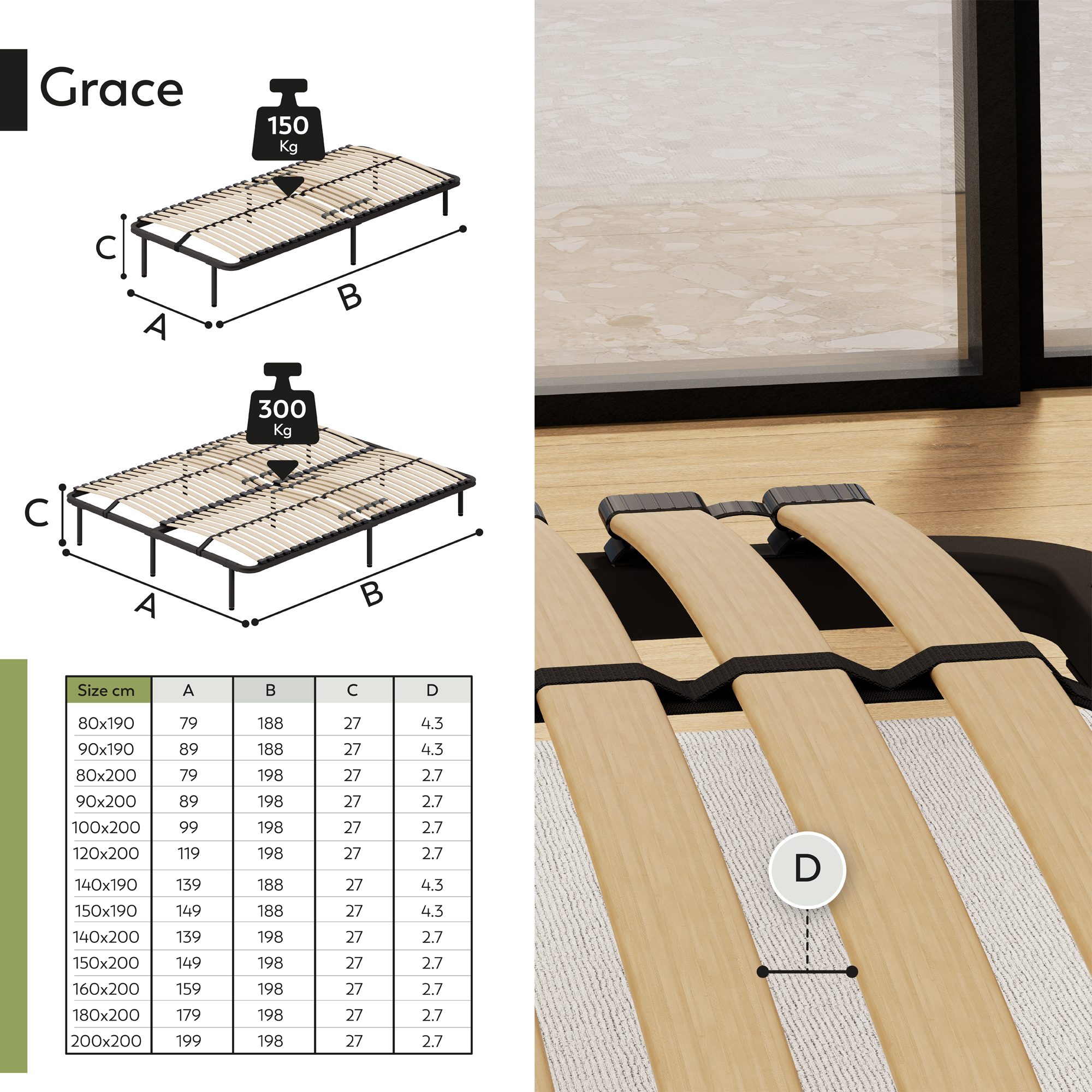 Metallbett Gästebett GRACE auf Füßen mit Stauraum - für alle Matratzen und Betten geeignet