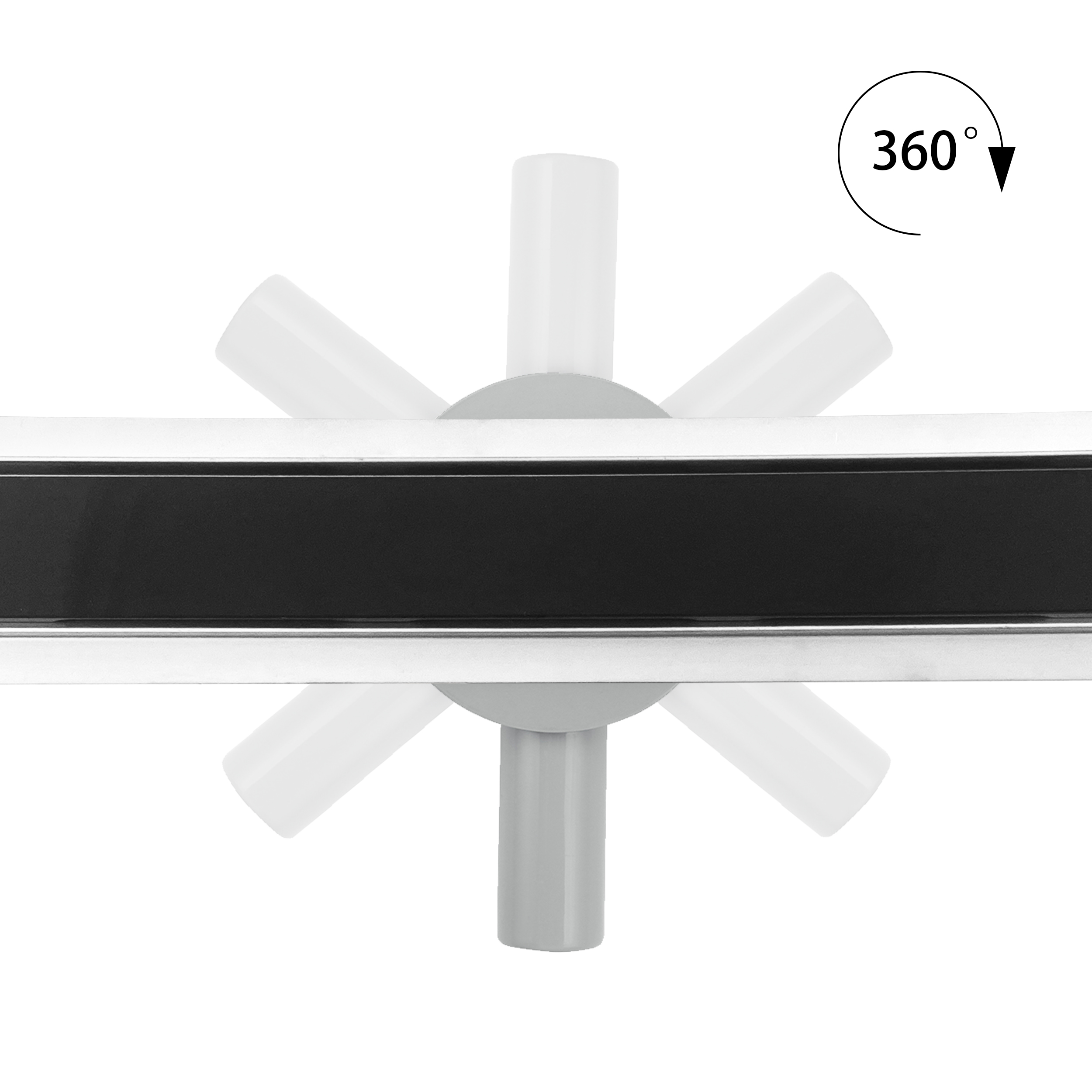 Duschrinne aus Edelstahl mit schwarzem Glas-Ablaufblende für flache Installation B2