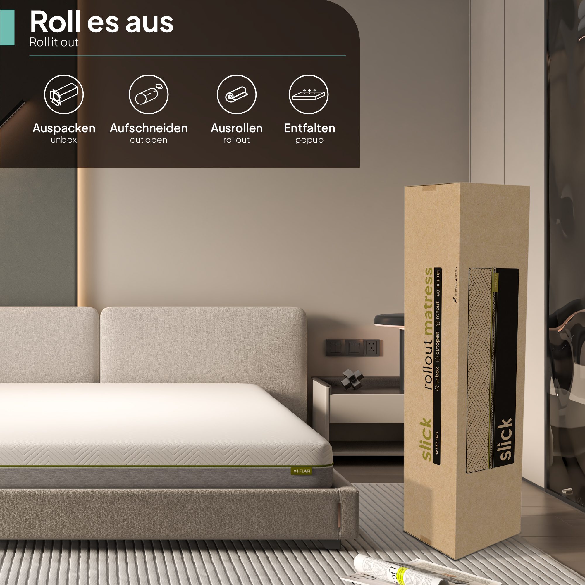 Matratze Slick 2 – Doppelseitig wendbare Viskoelastik-Matratze mit 7 ergonomischen Zonen