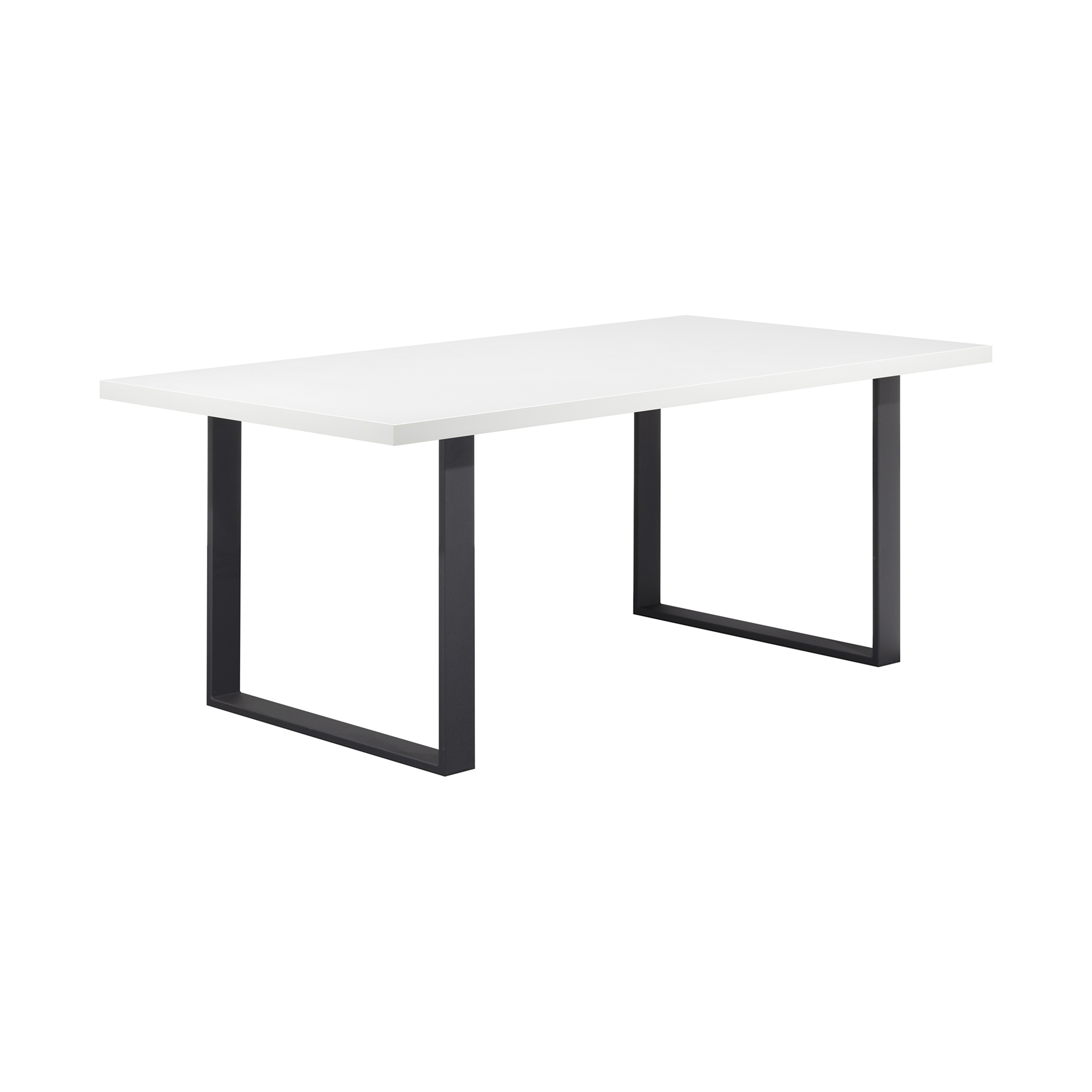 Esszimmer Kufentisch MACON Weiß + Schwarz 220x100 cm