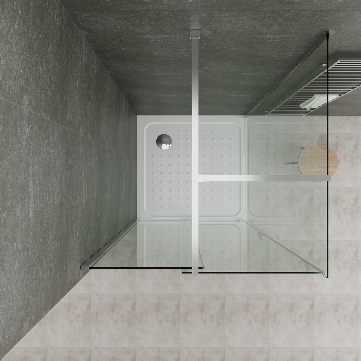 Fronteinstieg NADINE mit Schiebetür in Chrom aus 8mm ESG Klarglas