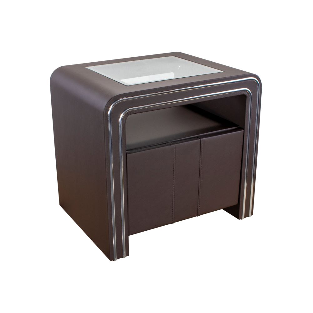 Nachttisch Kommode Nachtkonsole Braun aus hochwertigem Kunstleder - S85 Nachttisch Kommode Nachtkonsole Braun aus hochwertigem Kunstleder - S85