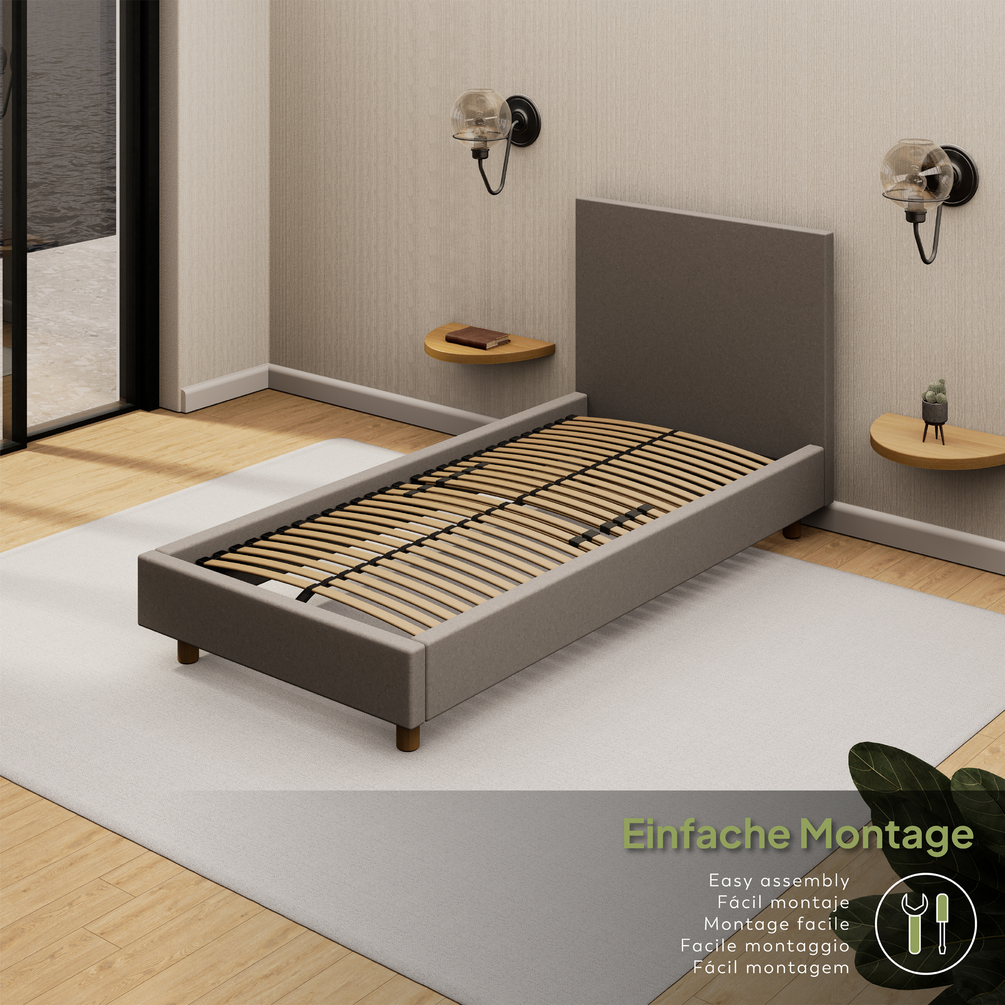 Lattenrost GRACE - Stabiler Metallrahmen mit Federleisten und Mittelgurt, - für alle Matratzen geeignet