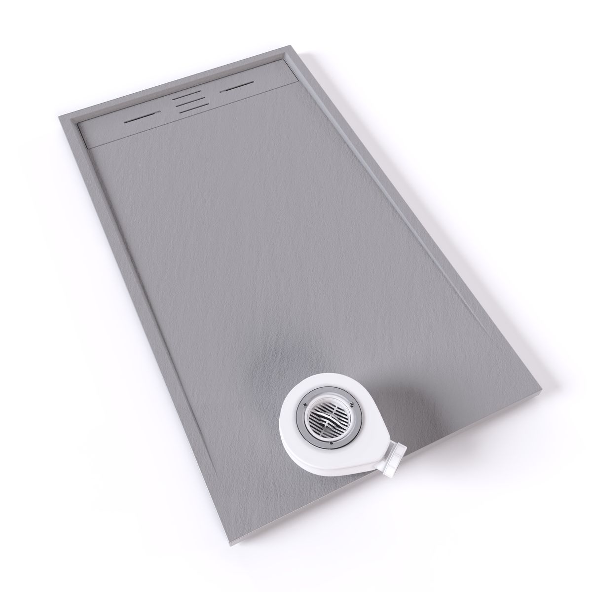 SMC Duschwanne Hiemal in Schieferoptik inkl. Ablaufgarnitur Grau 90x140 cm