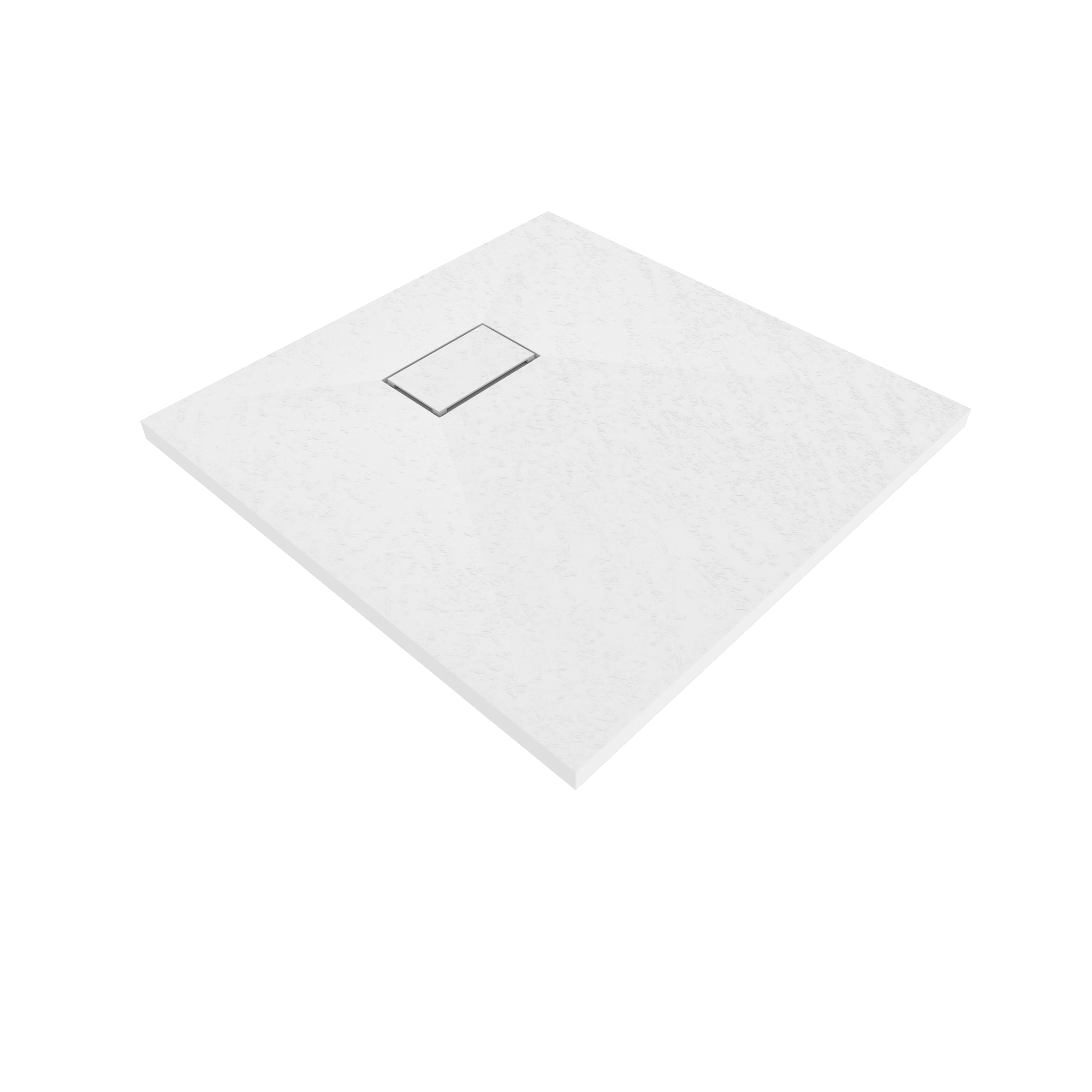 SMC Boreal Shower Tray in Stone Look with Drain Assembly - White