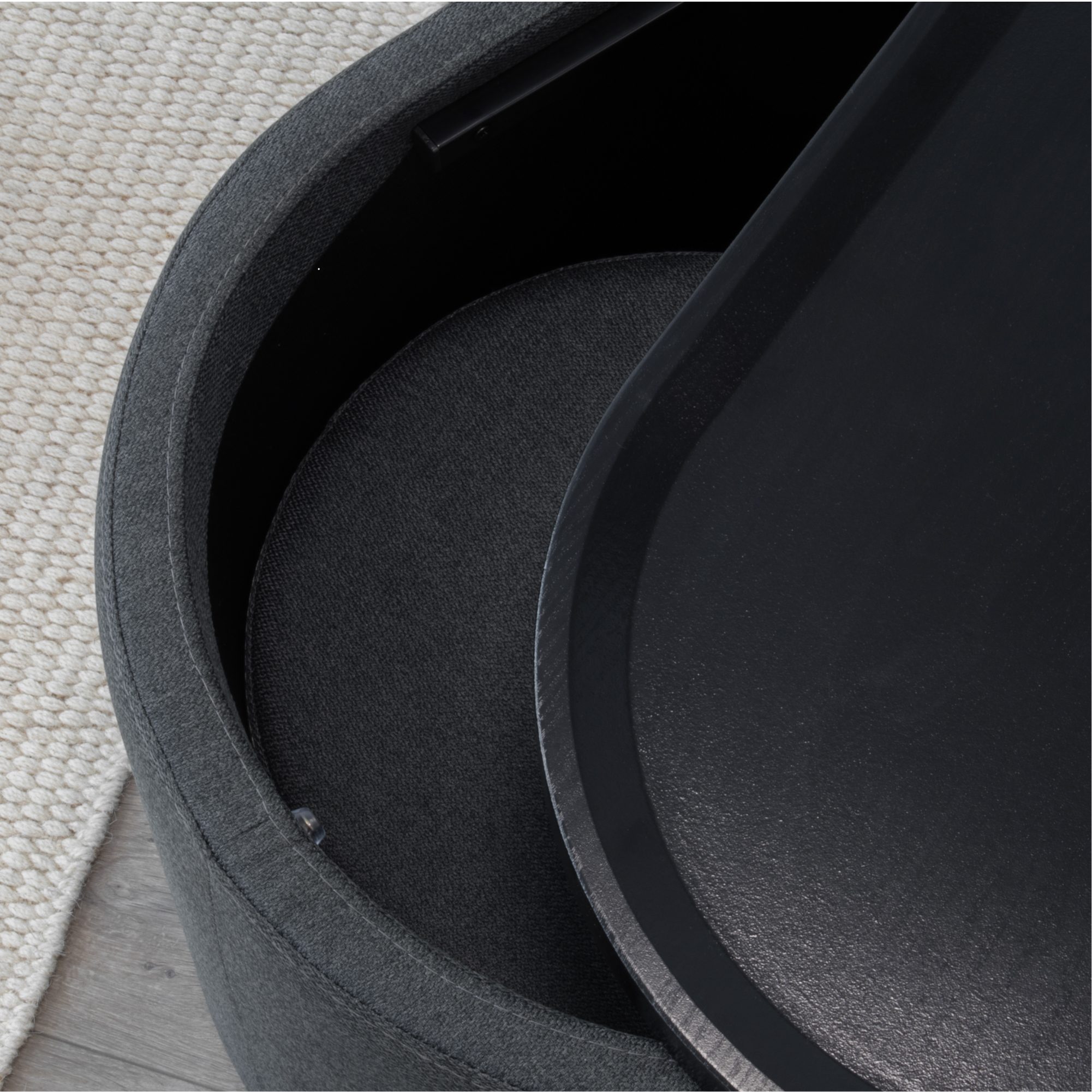 _PT03.jpg Couchtisch GIGLIO mit 2 Sitzmodulen | Schwarze Tischplatte und gepolsterte Struktur