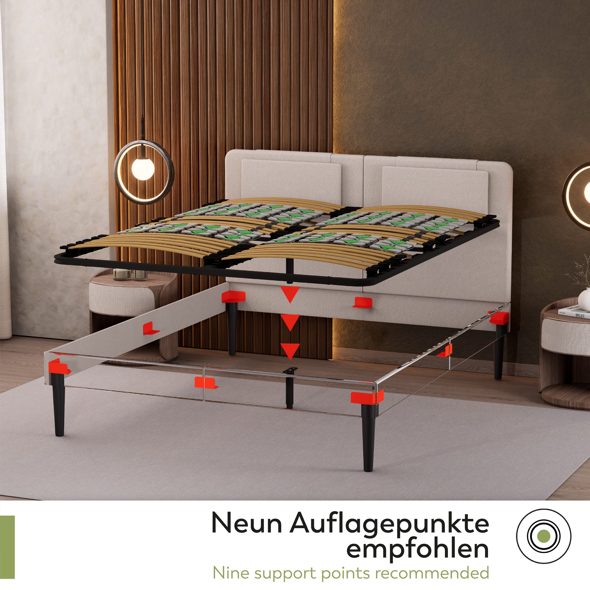 Tellerlattenrost HARRY mit stabiler Metallrahmen - ergonomisch und verstellbar