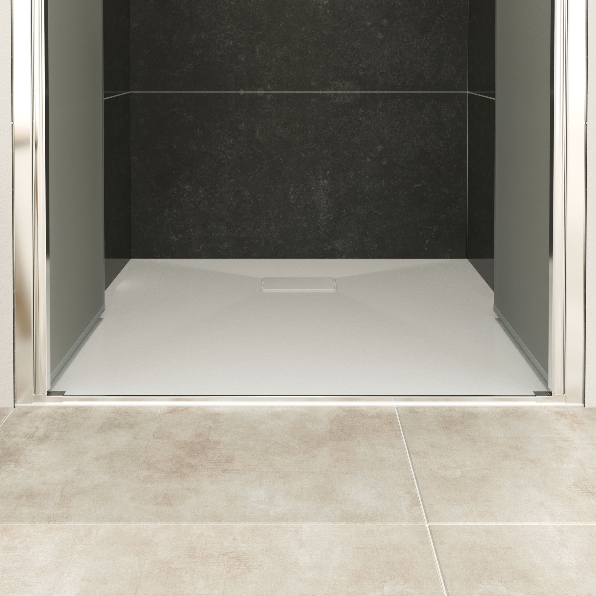Shower Door Lara with Hinged Doors and Stainless Steel Handles, 68-104 cm, made of Frosted ESG Safety Glass