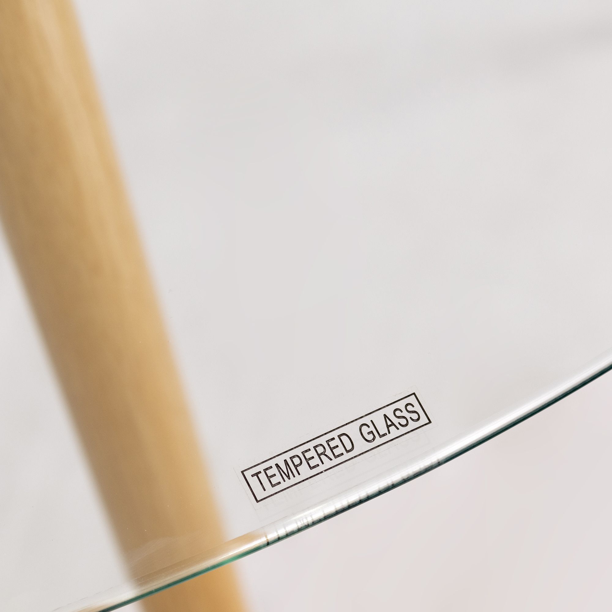 Esszimmer-Tisch CORIN | Tischplatte: Transparentes Glas | Beine: Holz Esszimmer-Tisch CORIN | Tischplatte: Transparentes Glas | Beine: Holz 80 cm