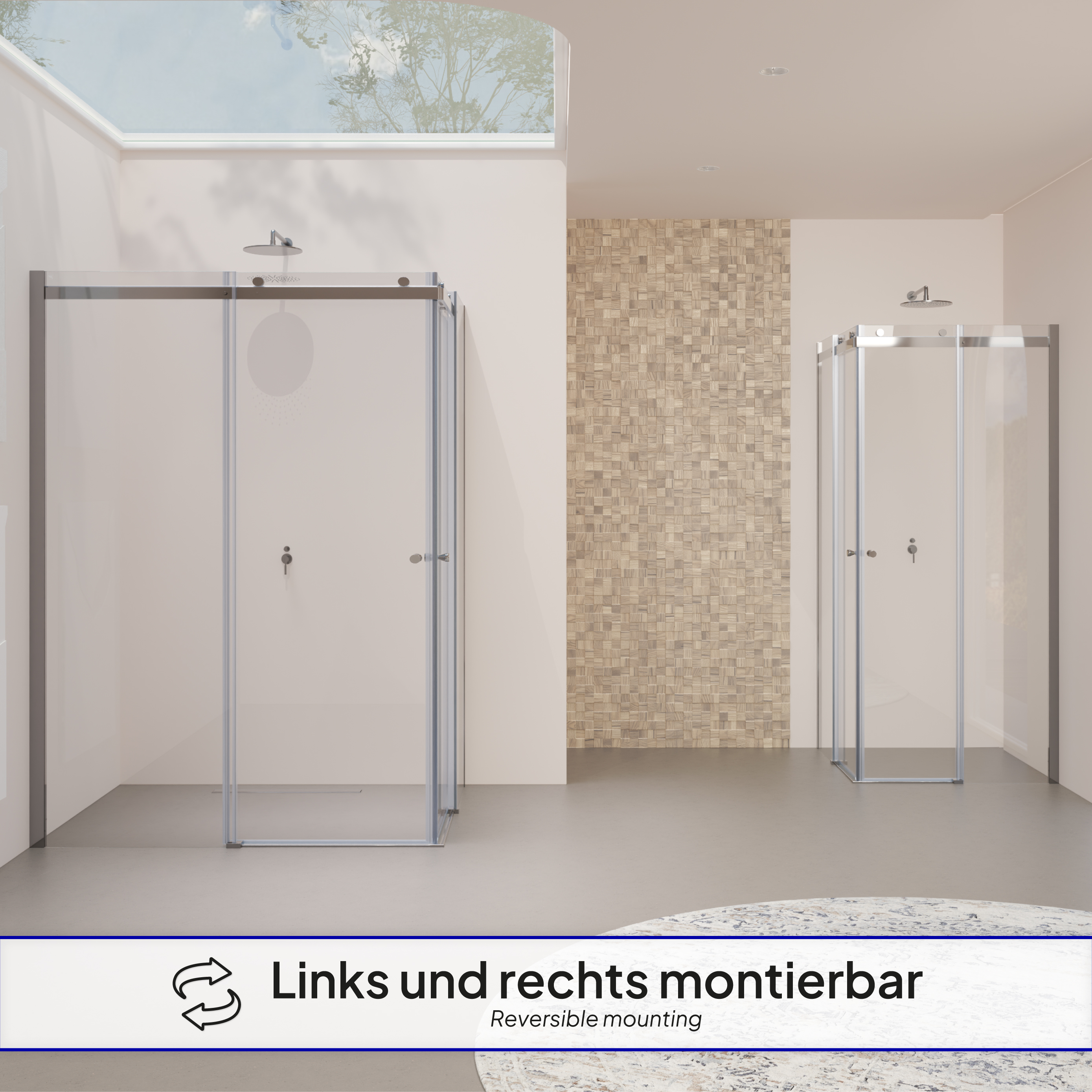 Corner entry Anna with sliding doors made of 8 mm tempered safety glass Anna – Eckeinstieg mit Schiebetüren aus 8 mm ESG Sicherheitsglas