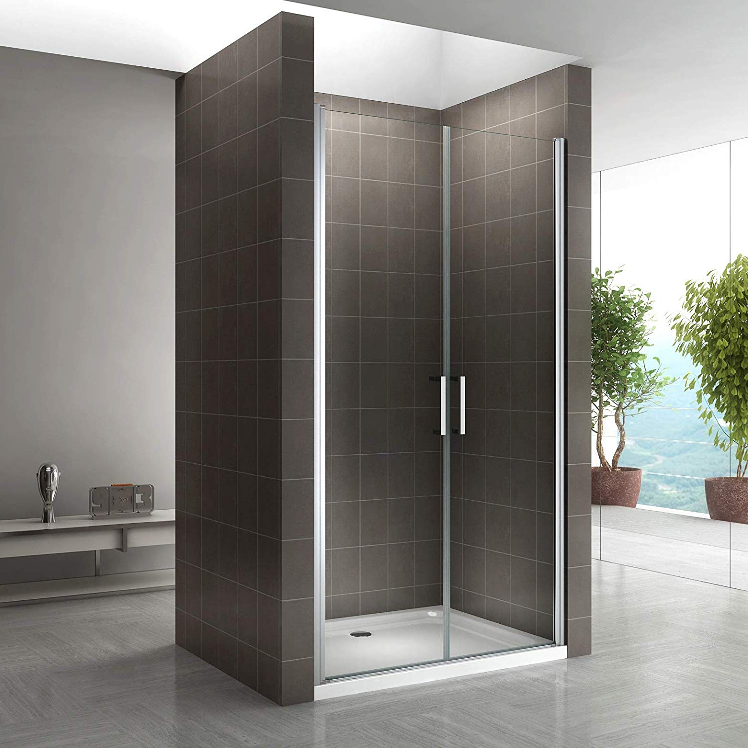 Duschtür Lara mit Pendeltüren und Edelstahlgriffe 68-140 cm aus ESG Sicherheitsglas Duschtür Lara mit Pendeltüren und Edelstahlgriffe 68-140 cm aus ESG Sicherheitsglas