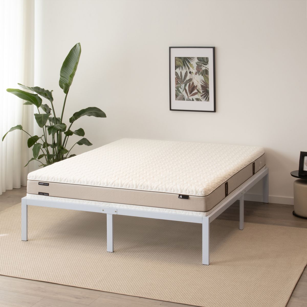 140x190cm Bettgestell – Gästebett Metallbett Sappho White mit Stauraum