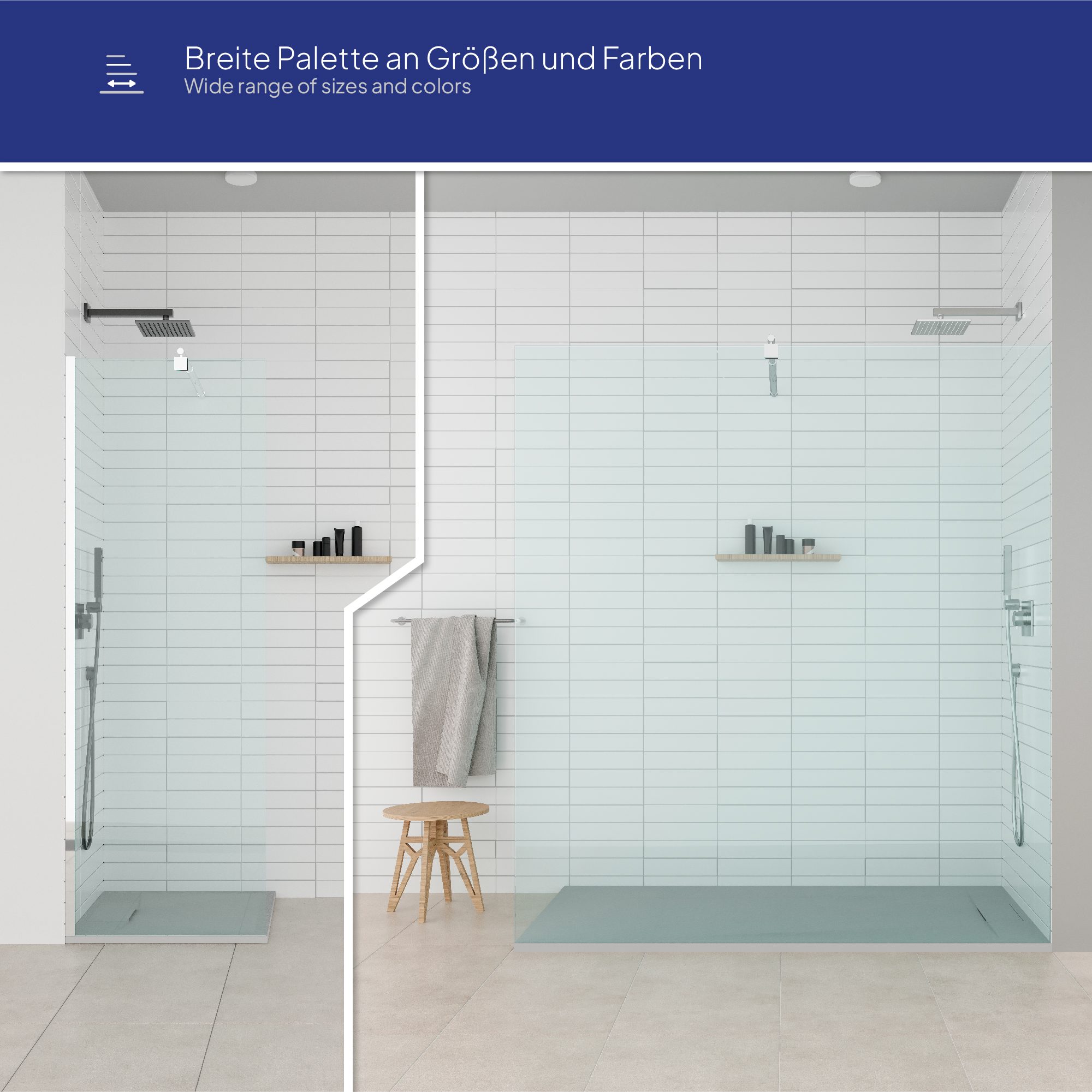 SMC Shower Tray Polar in Stone Look with Drain Assembly - Gray