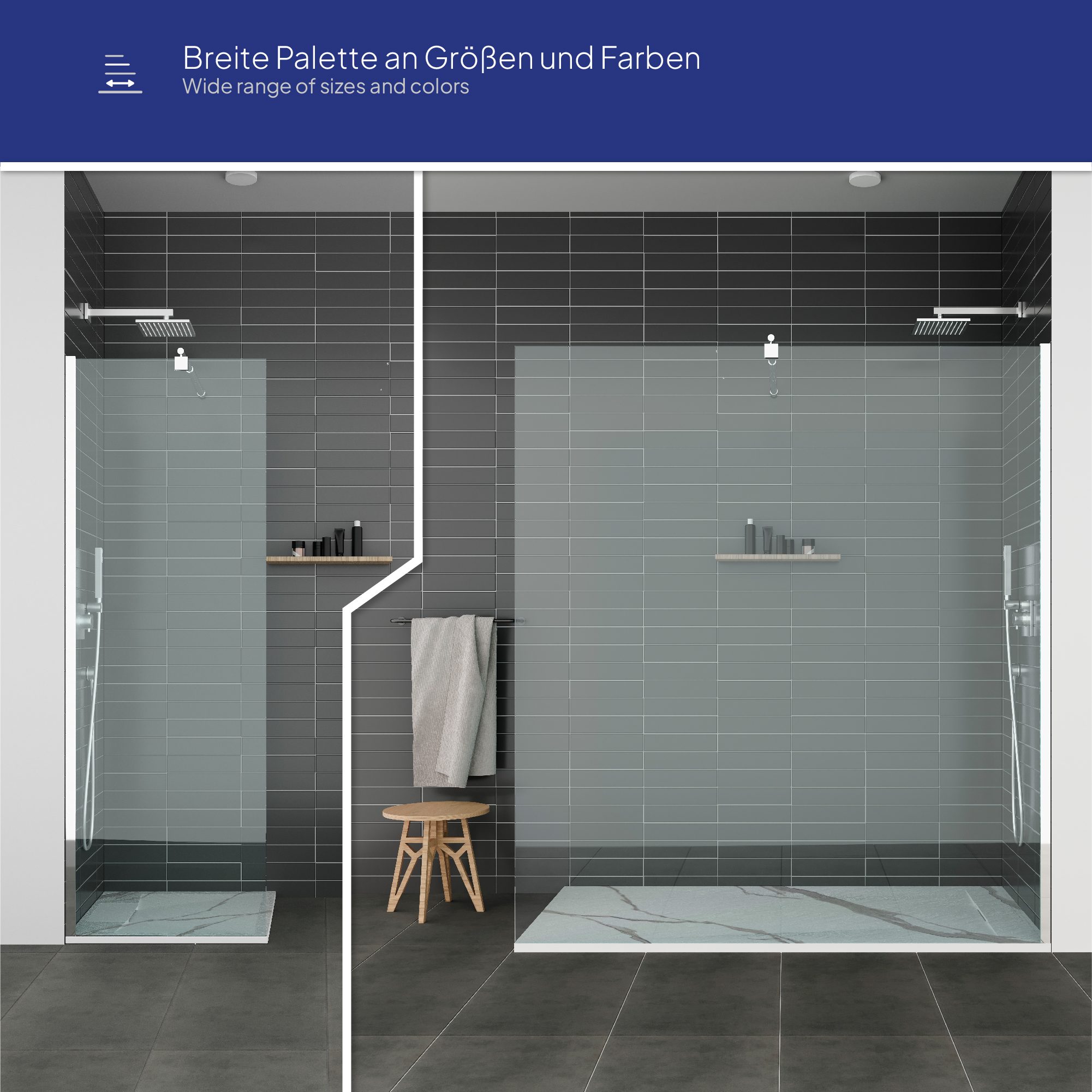 SMC Shower Tray Polar in Marble Look with Drain Assembly - White