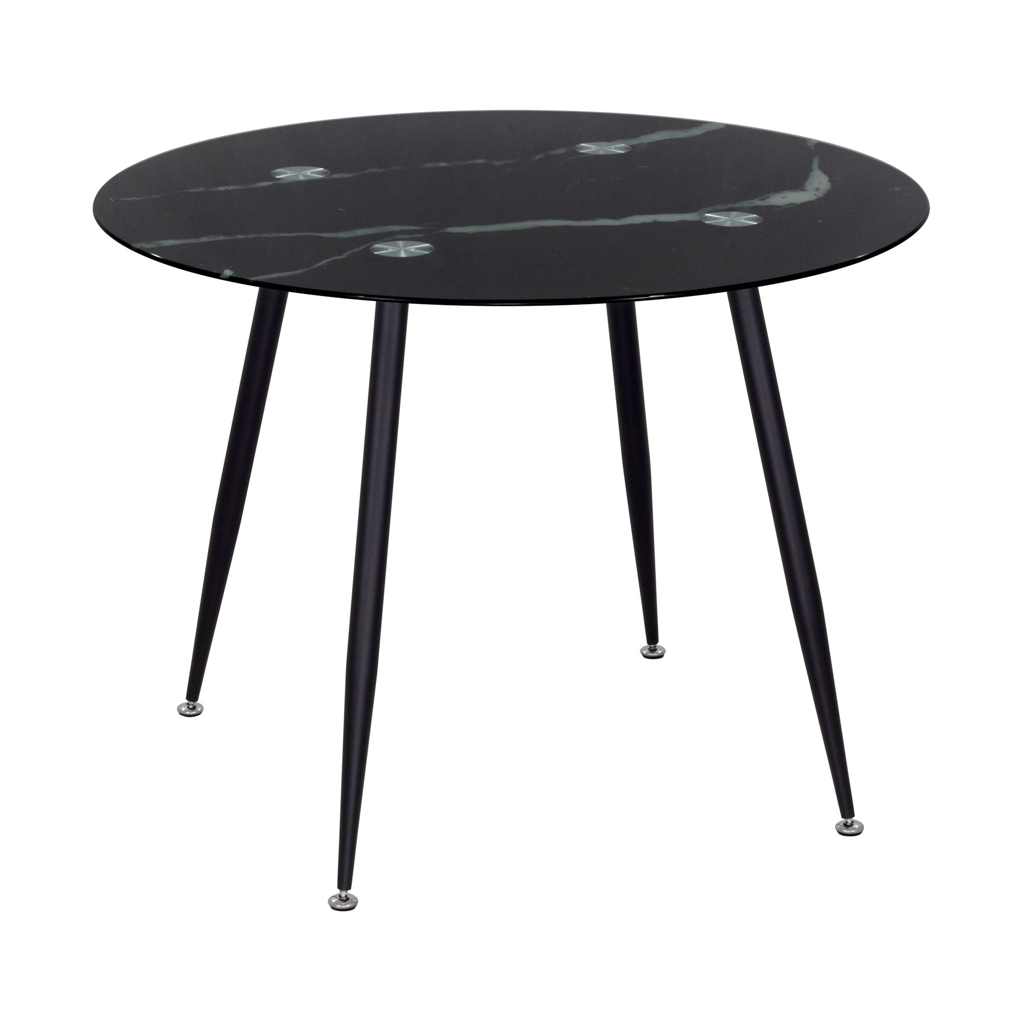 CORIN – Esszimmer-Tisch | Tischplatte: Glas in schwarzer Marmor Optik | Beine: Schwarz