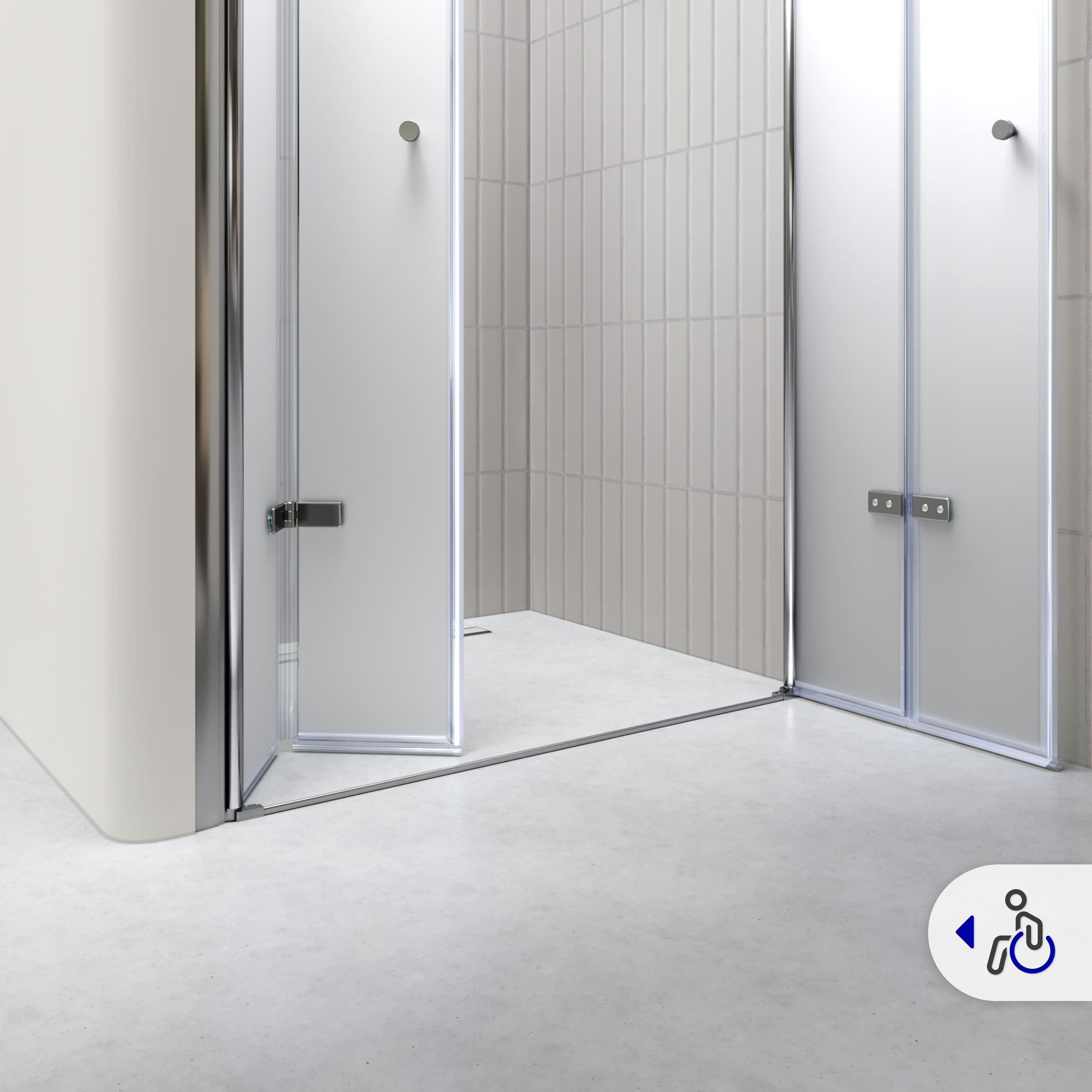 Duschtür Lena mit Falttüren aus satiniertem ESG Sicherheitsglas Duschtür Lena mit Falttüren aus satiniertem ESG Sicherheitsglas