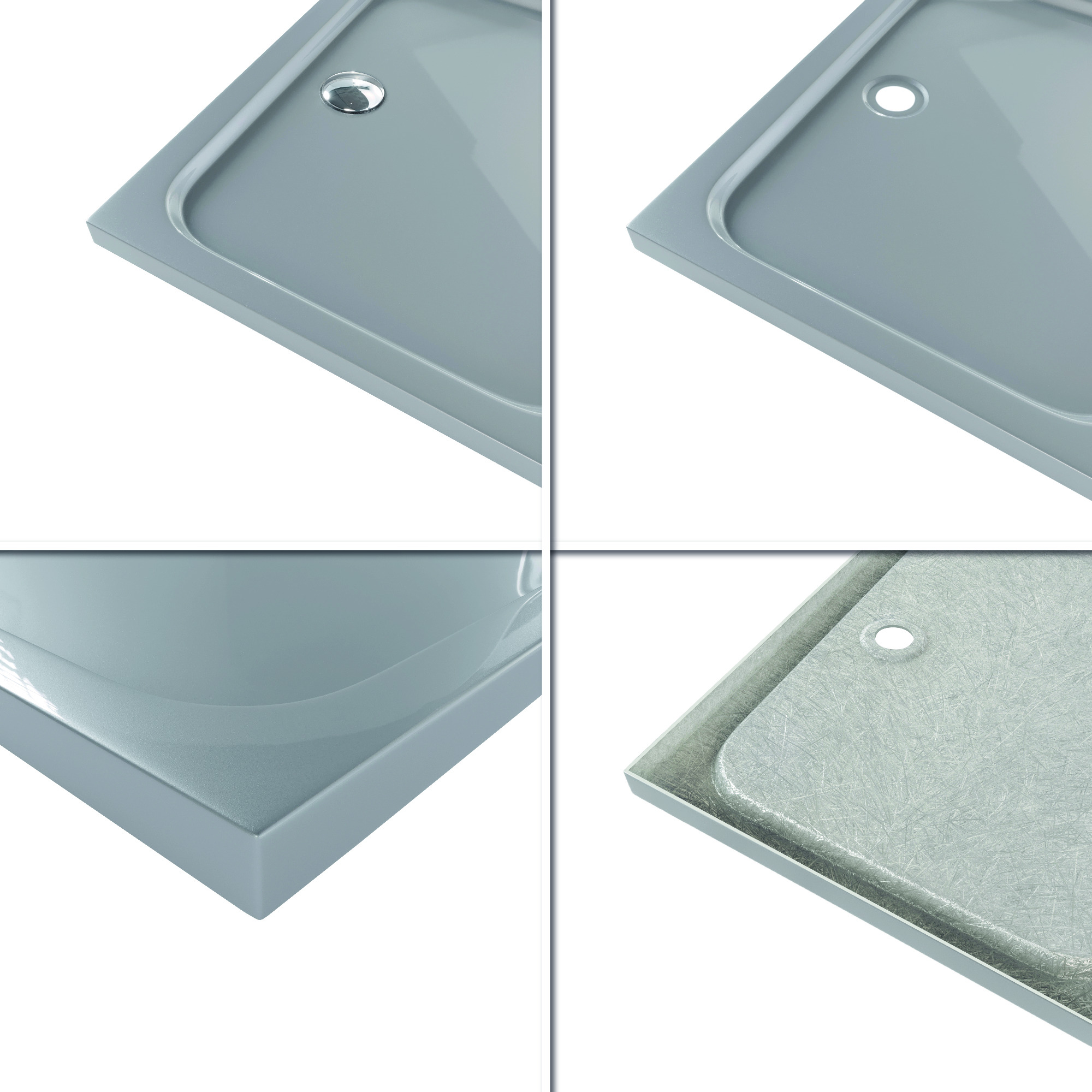 Duschwanne Shimmer aus Sanitäracryl inkl. Ablaufgarnitur - Grau Duschwanne Shimmer aus Sanitäracryl inkl. Ablaufgarnitur - Grau