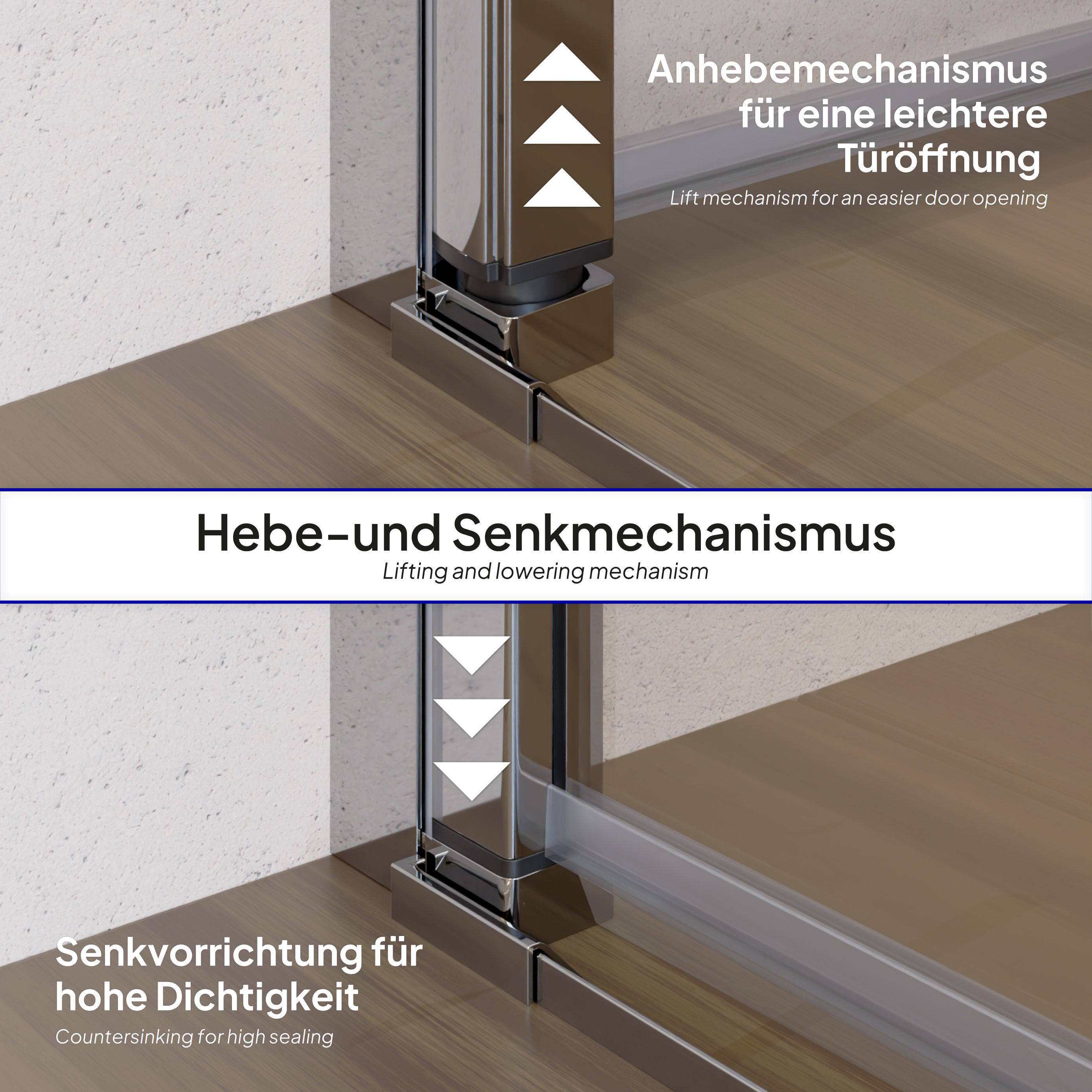 Front-entry Hellen with folding door made of ESG safety glass Hellen – Fronteinstieg mit Klapptür aus ESG Sicherheitsglas - Höhe: 190 cm