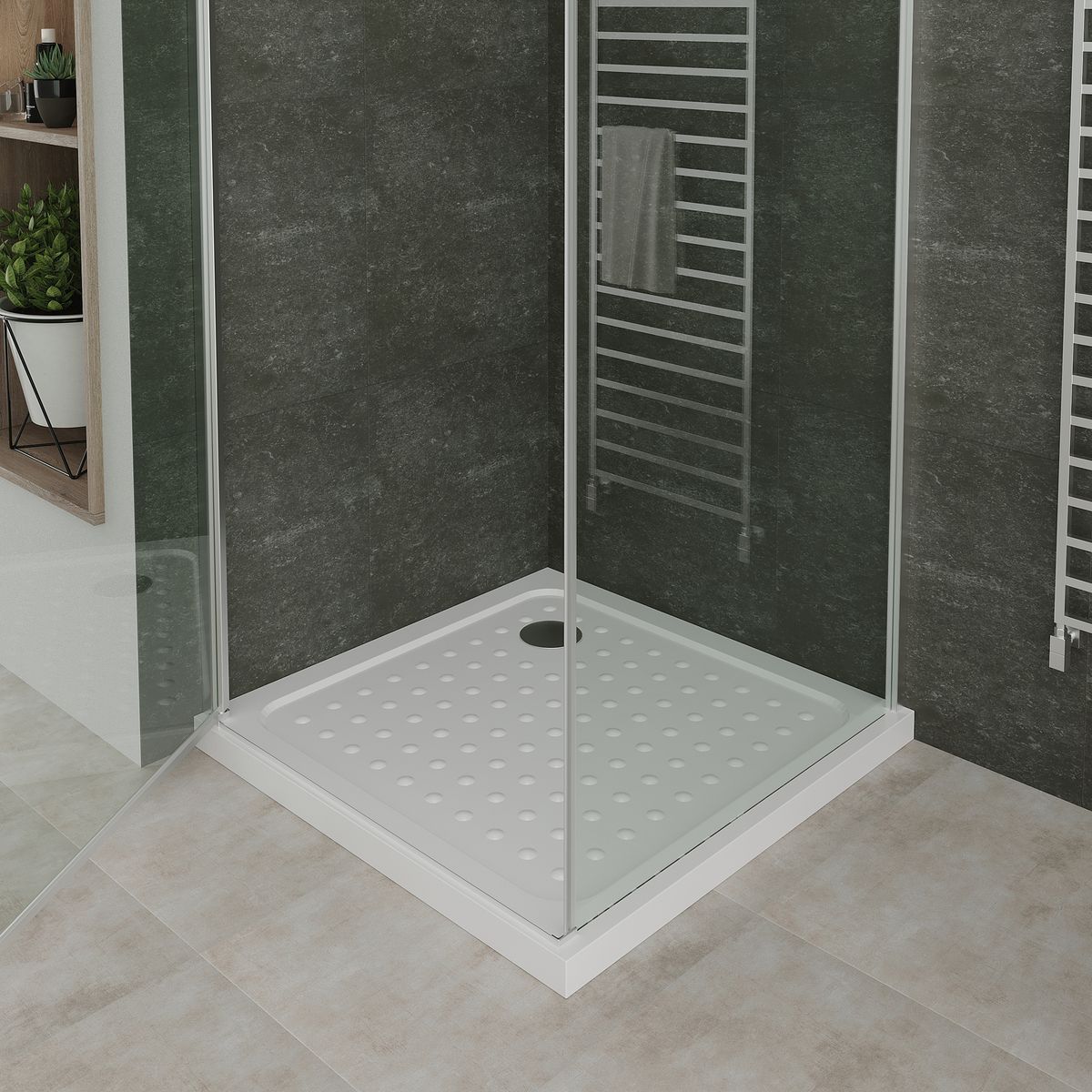 Fronteinstieg Hellen mit Klapptür aus ESG Sicherheitsglas