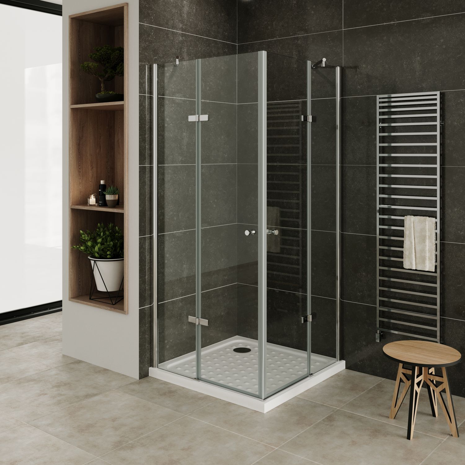 Eckeinstieg Maria mit Klapptüren aus 8 mm ESG Sicherheitsglas