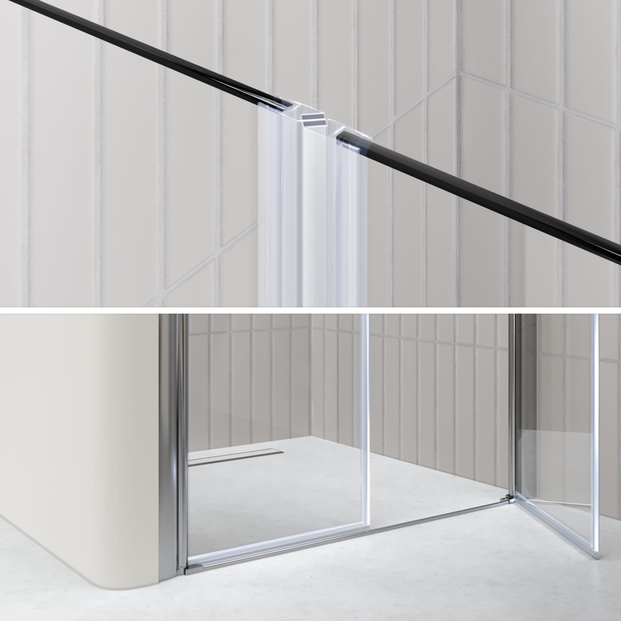 Duschtür Lima mit Pendeltüren 68-140 cm aus teilsatiniertem ESG Sicherheitsglas