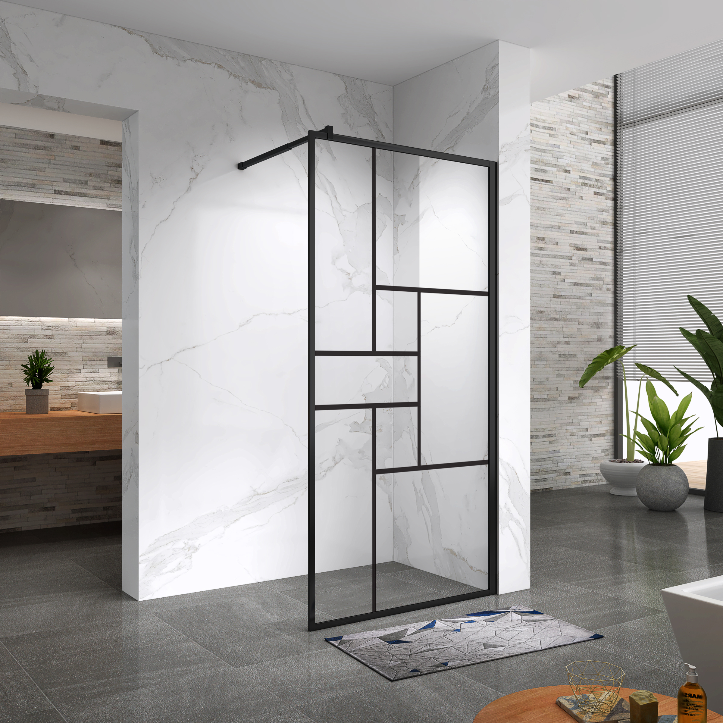 Walk In Dusche Gianna-R BLACK aus 8 mm starkem durchsichtigem ESG Sicherheitsglas Walk In Dusche Gianna-R BLACK aus 8 mm starkem durchsichtigem ESG Sicherheitsglas